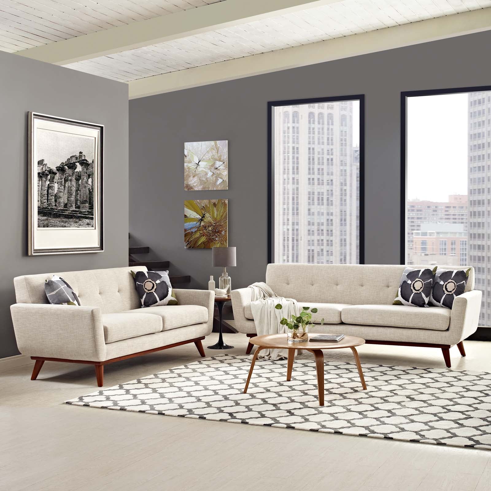Modway Living Room Sets - Engage Loveseat and Sofa Beige ( Set of 2 )