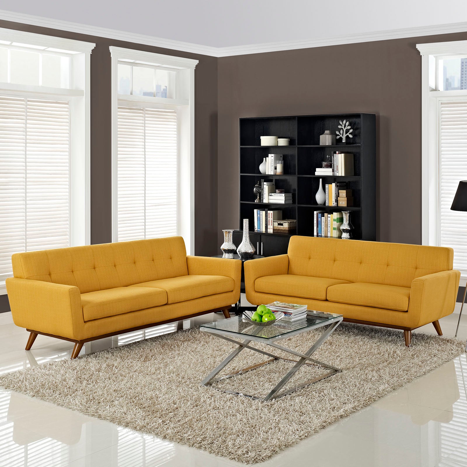 Modway Living Room Sets - Engage Loveseat and Sofa Set of 2 Citrus