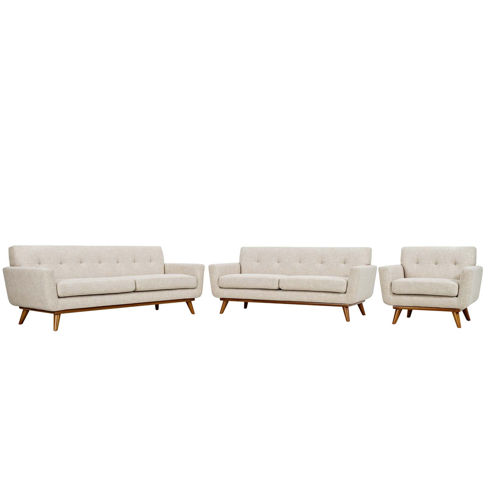 Modway Living Room Sets - Engage Sofa Loveseat and Armchair Beige ( Set of 3 )