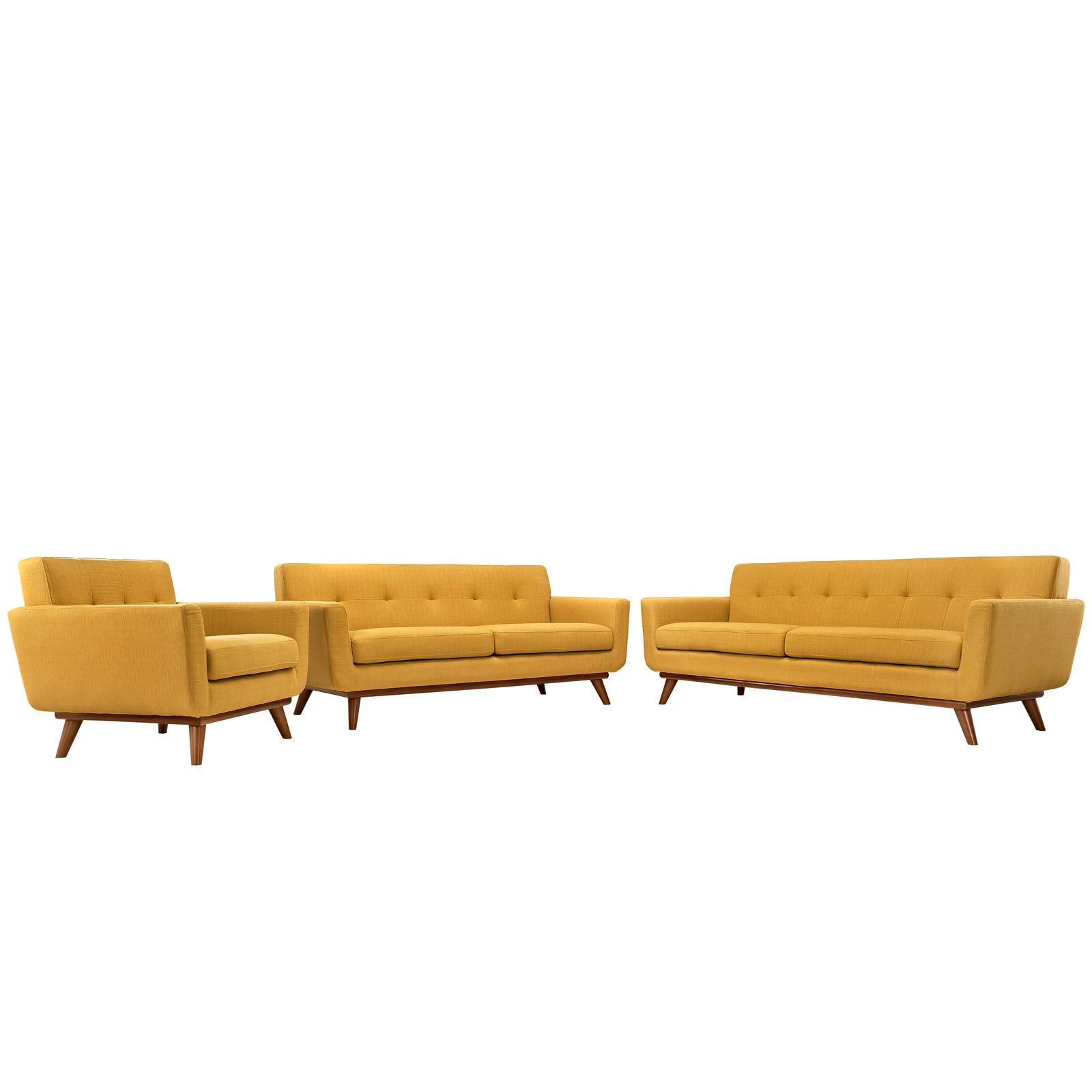 Modway Living Room Sets - Engage Sofa Loveseat and Armchair Set of 3 Citrus