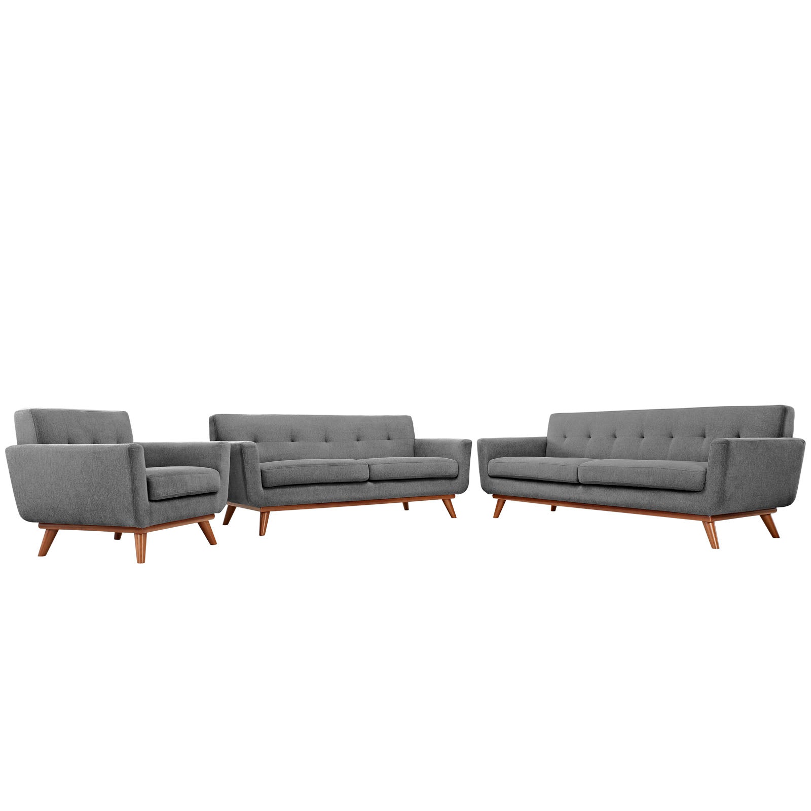 Modway Living Room Sets - Engage Sofa Loveseat and Armchair Set of 3 Expectation Gray