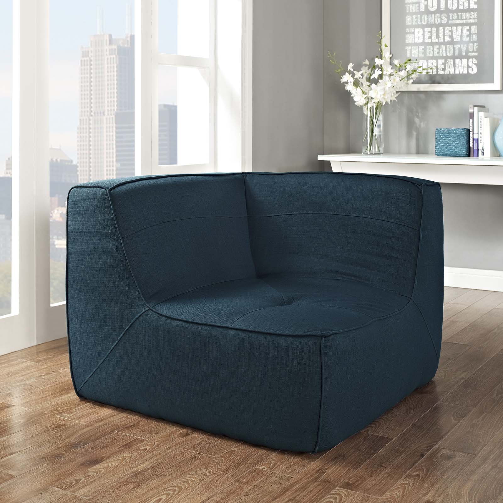 Modway Accent Chairs - Align Upholstered Fabric Corner Sofa Azure