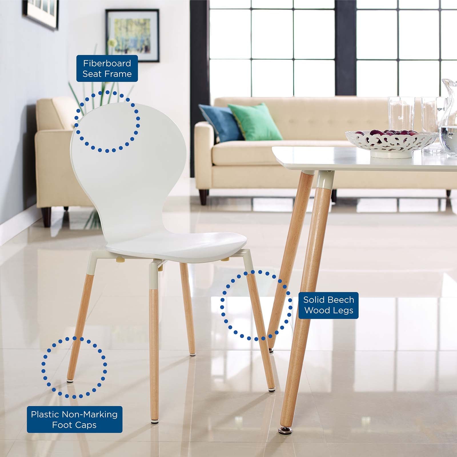 Modway Dining Chairs - Path Dining Chair Set of 2 White