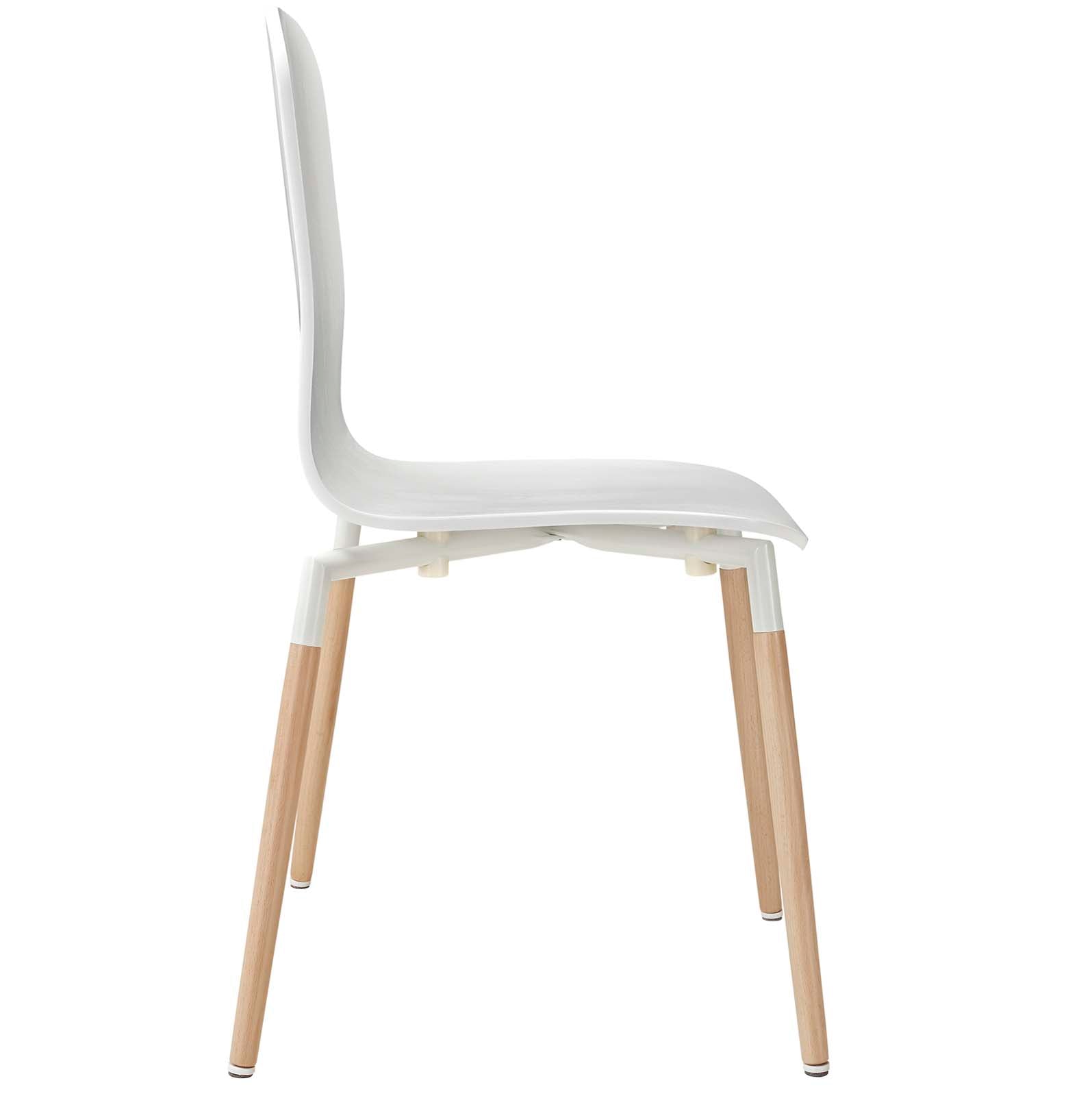 Modway Dining Chairs - Stack Dining Chairs Wood Set of 2 White