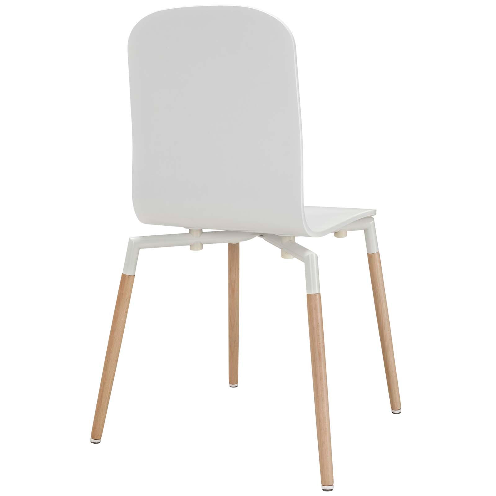 Modway Dining Chairs - Stack Dining Chairs Wood Set of 4 White