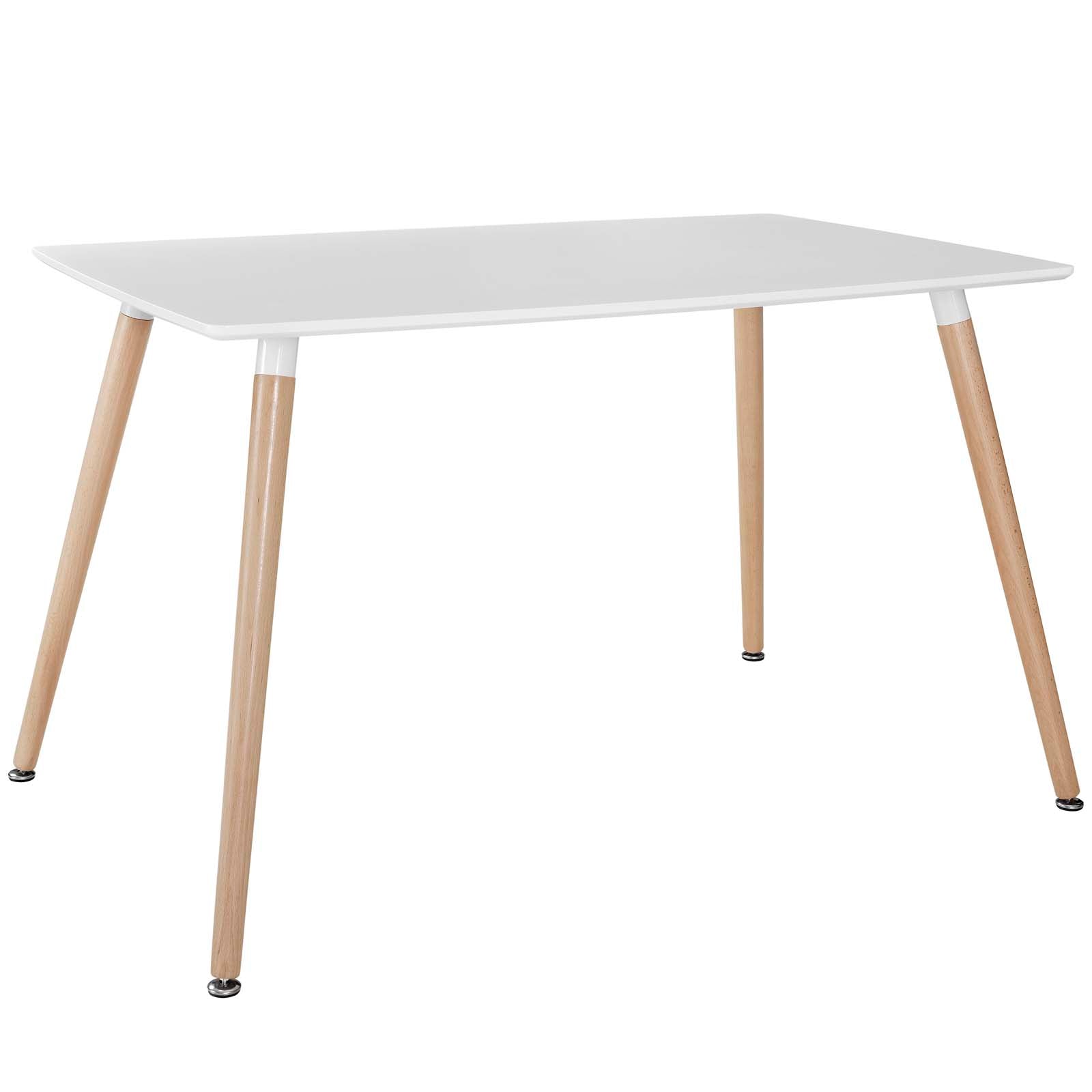 Modway Dining Sets - Stack Dining Chairs and Table Wood Set of 5 White