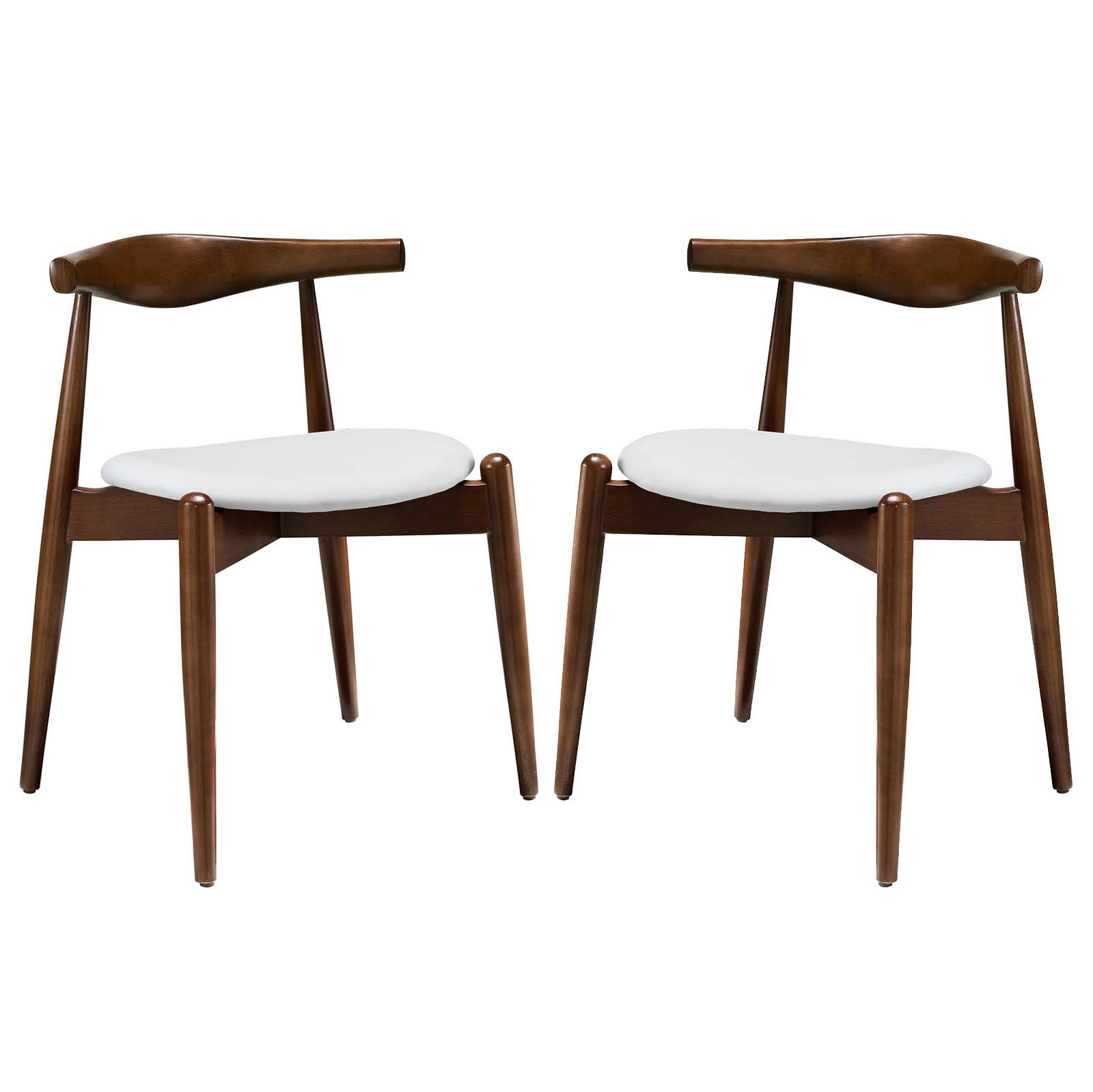 Modway Dining Chairs - Stalwart Dining Side Chairs ( Set of 2 ) Dark Walnut White