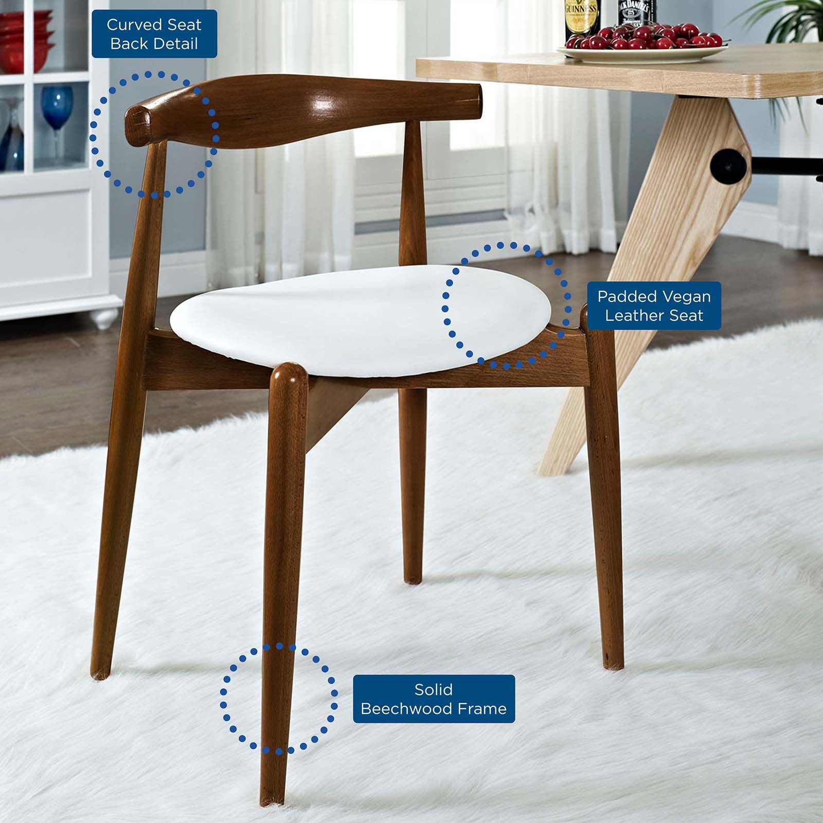Modway Dining Chairs - Stalwart Dining Side Chairs ( Set of 2 ) Dark Walnut White