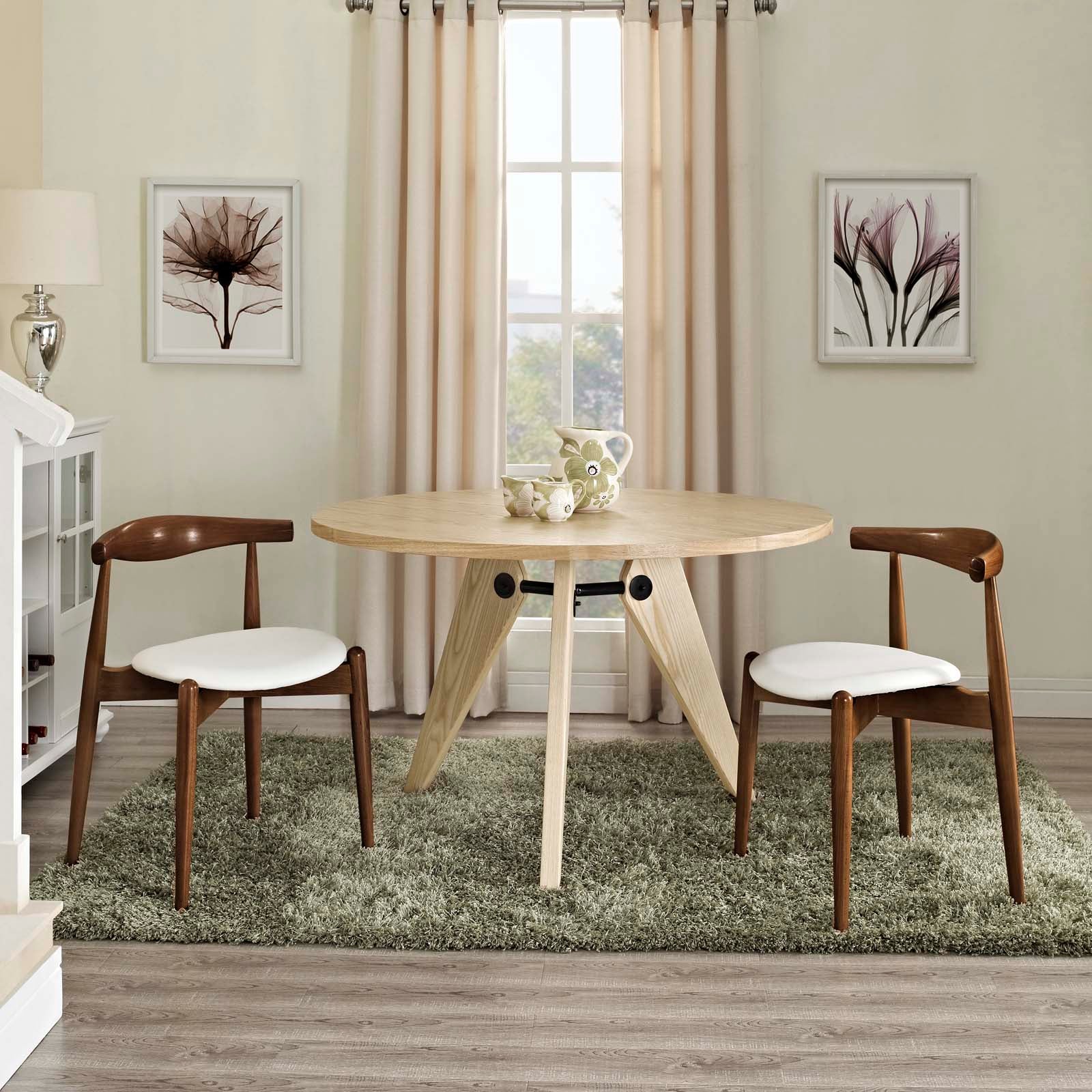 Modway Dining Chairs - Stalwart Dining Side Chairs ( Set of 2 ) Dark Walnut White