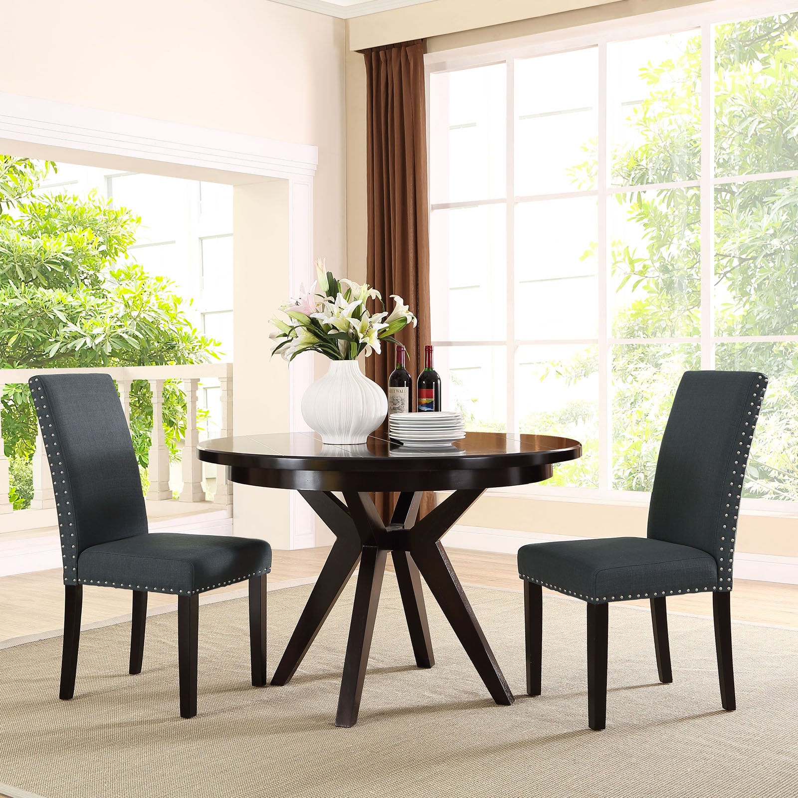 Modway Dining Chairs - Parcel Dining Upholstered Fabric Side Chair Gray