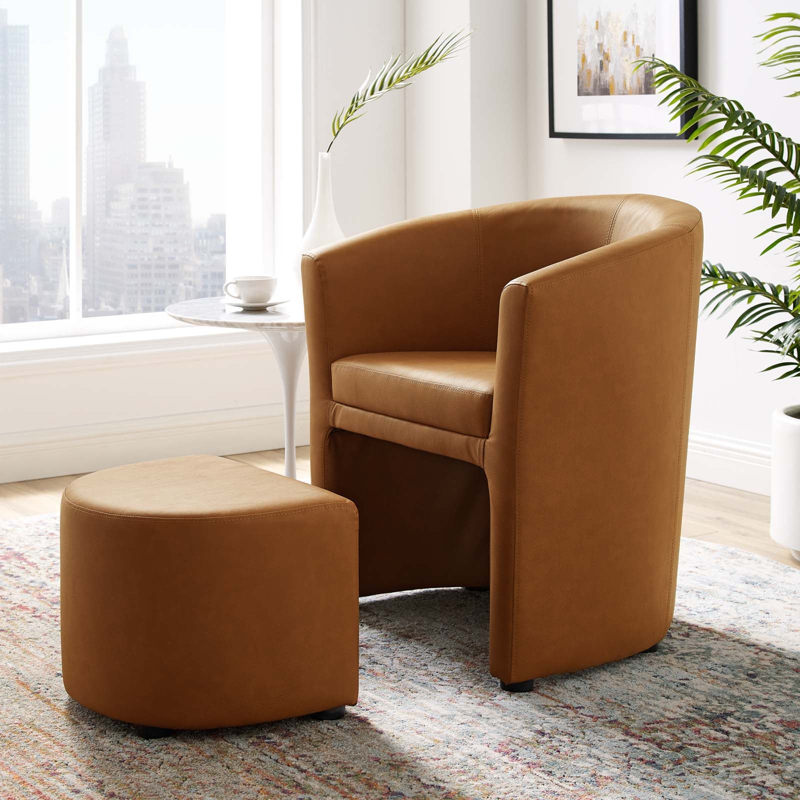 Modway Living Room Sets - Divulge Armchair and Ottoman Tan