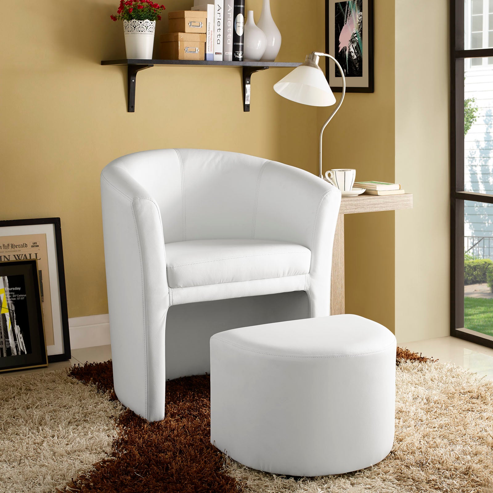 Modway Living Room Sets - Divulge Armchair and Ottoman White