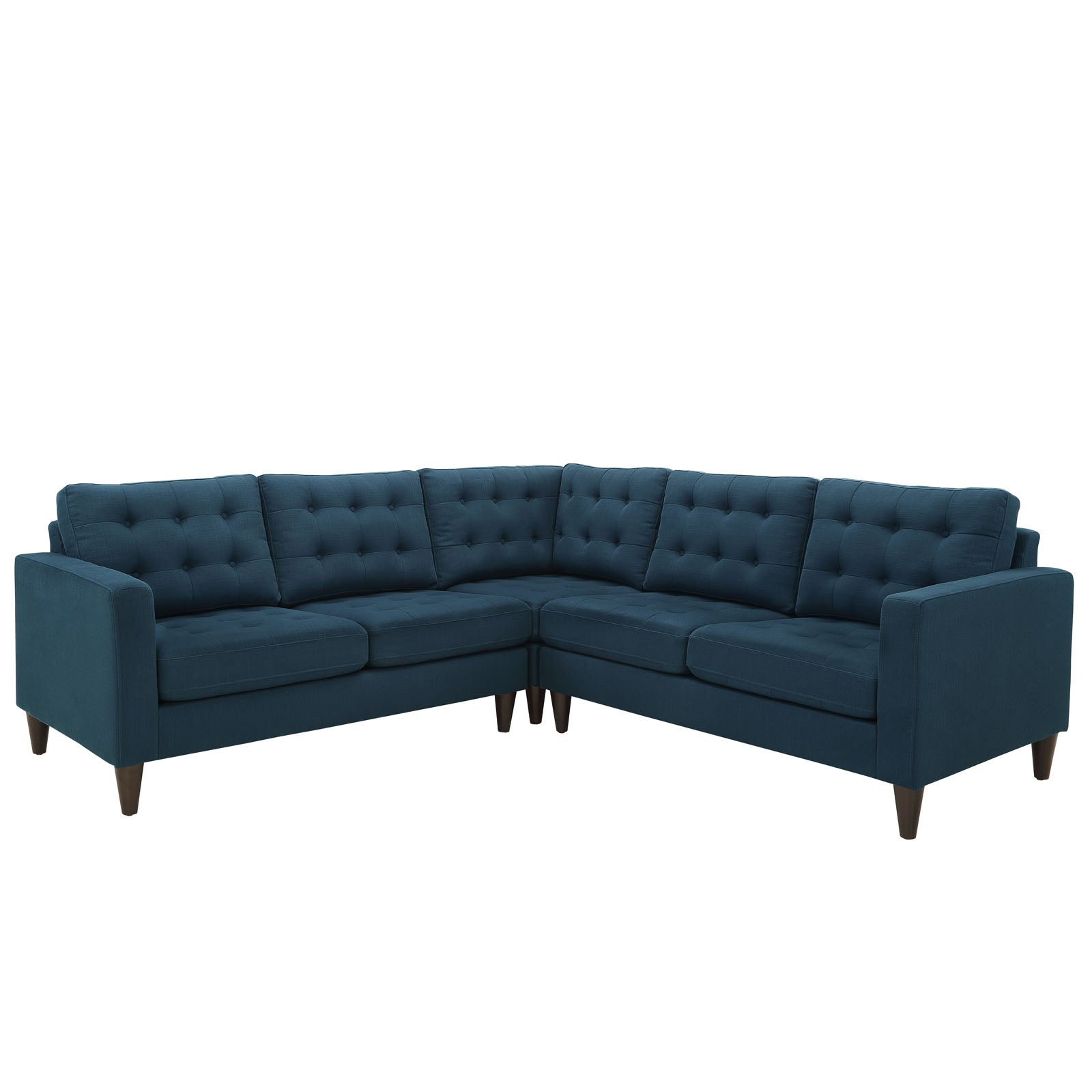 Modway Sectional Sofas - Empress 3 Piece Upholstered Fabric Sectional Sofa Set Azure