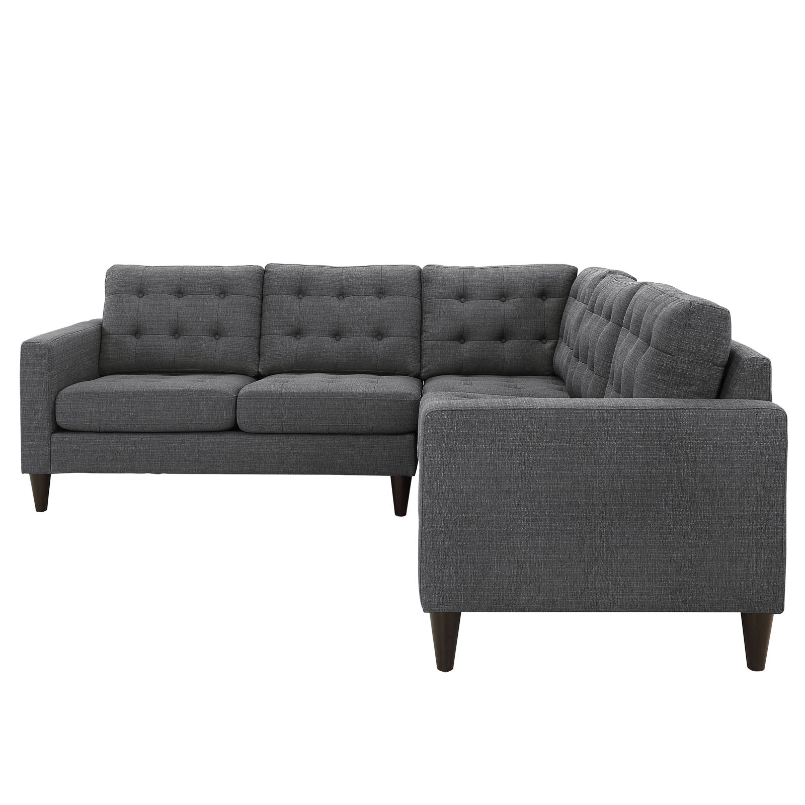 Modway Sectional Sofas - Empress 3 Piece Upholstered Fabric Sectional Sofa Set Gray