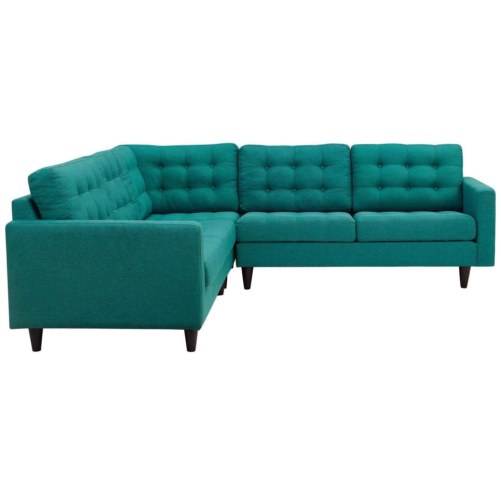 Modway Sectional Sofas - Empress 3 Piece Upholstered Fabric Sectional Sofa Set Teal