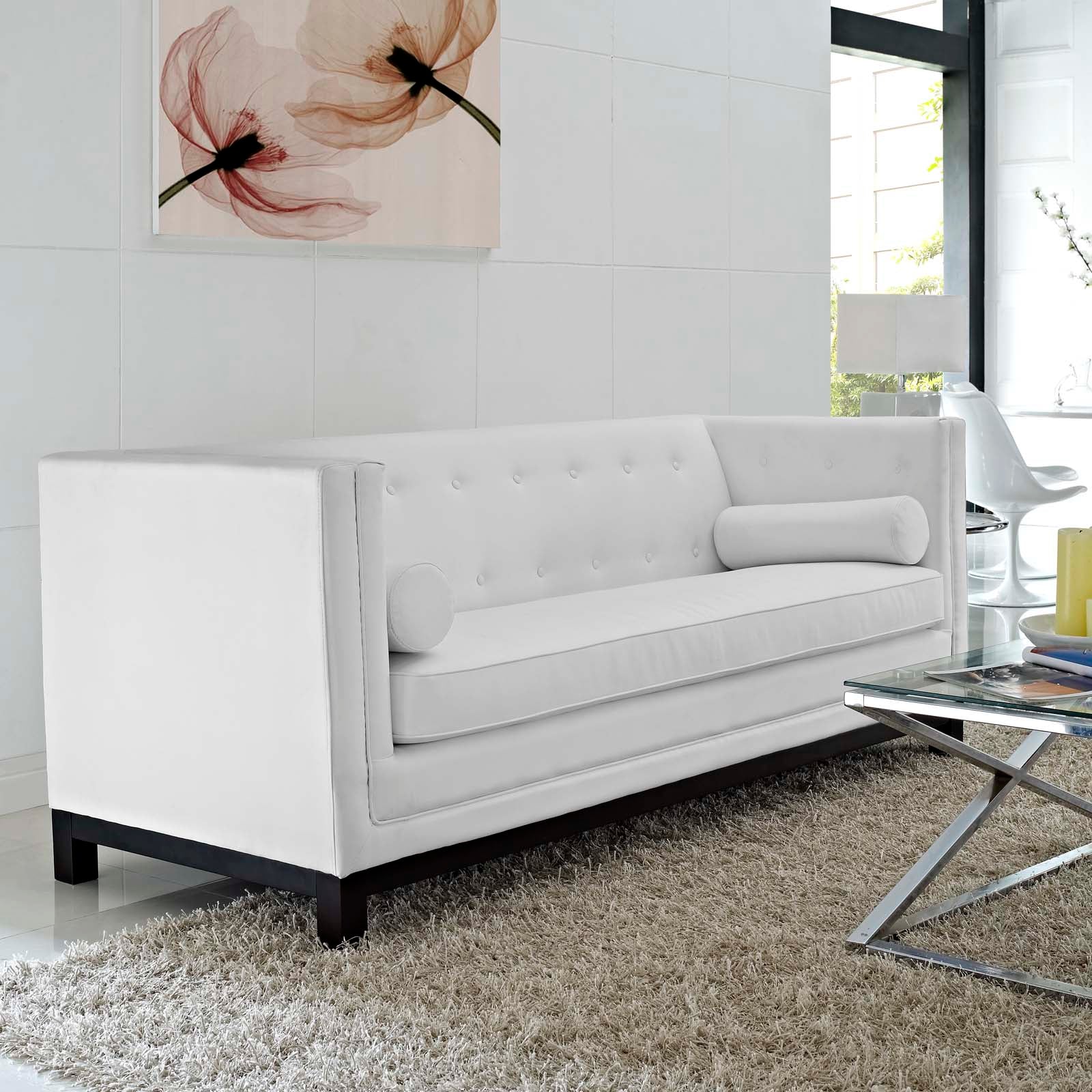 Modway Sofas & Couches - Imperial Bonded Leather Sofa White