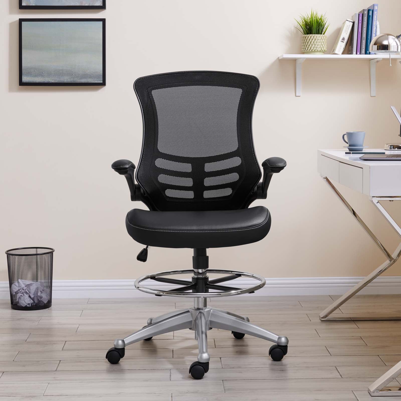 Modway Task Chairs - Attainment Vinyl Drafting Chair Black