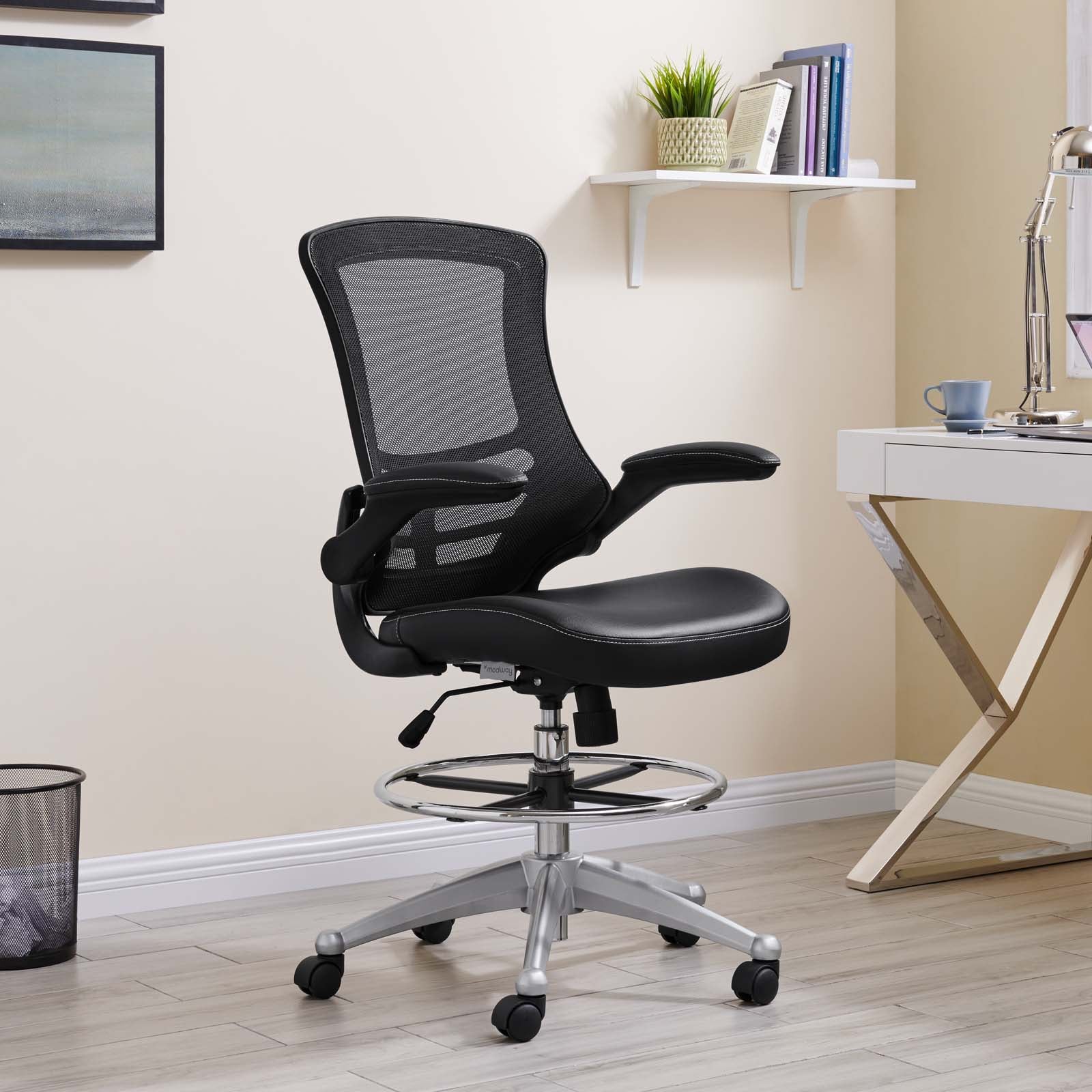 Modway Task Chairs - Attainment Vinyl Drafting Chair Black