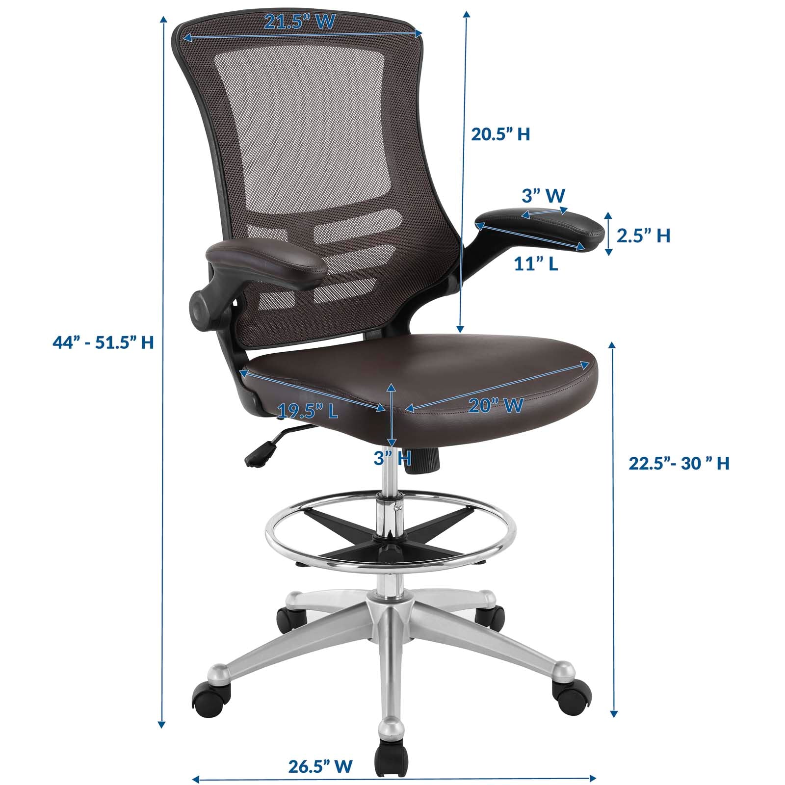 Modway Task Chairs - Attainment Vinyl Drafting Chair Brown
