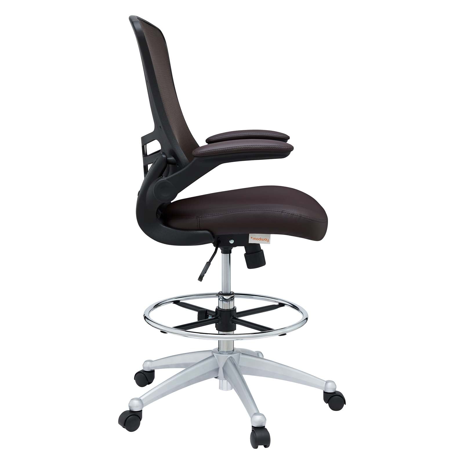 Modway Task Chairs - Attainment Vinyl Drafting Chair Brown