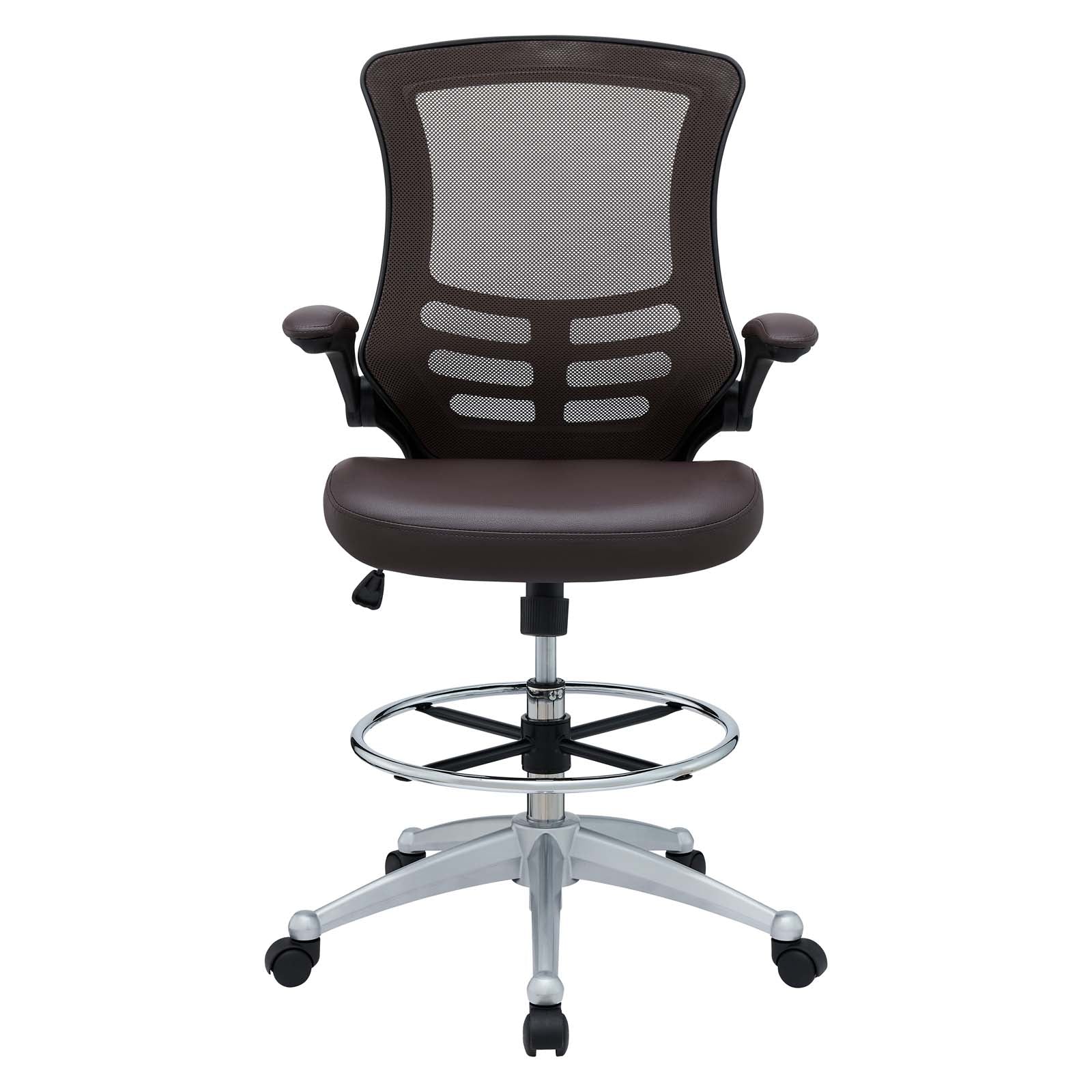Modway Task Chairs - Attainment Vinyl Drafting Chair Brown