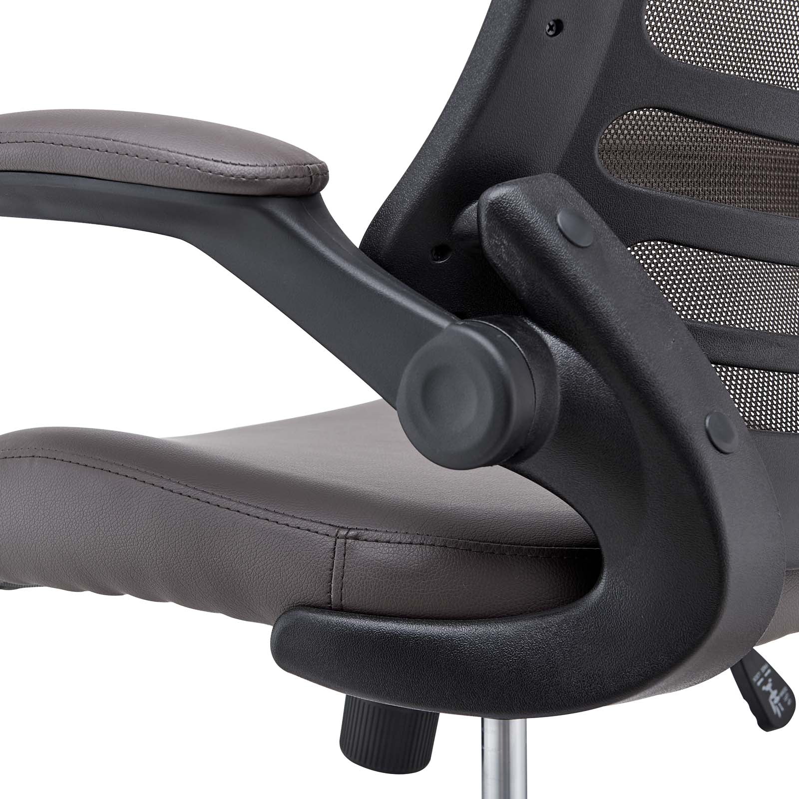 Modway Task Chairs - Attainment Vinyl Drafting Chair Brown