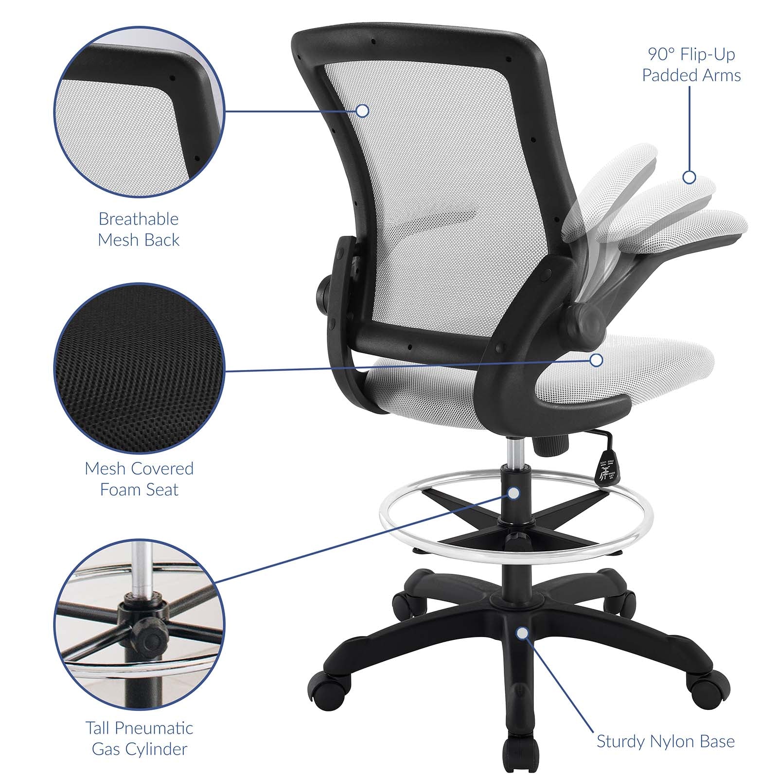 Veer Drafting Chair Gray Buy Now 331 lbs Weight Capacity