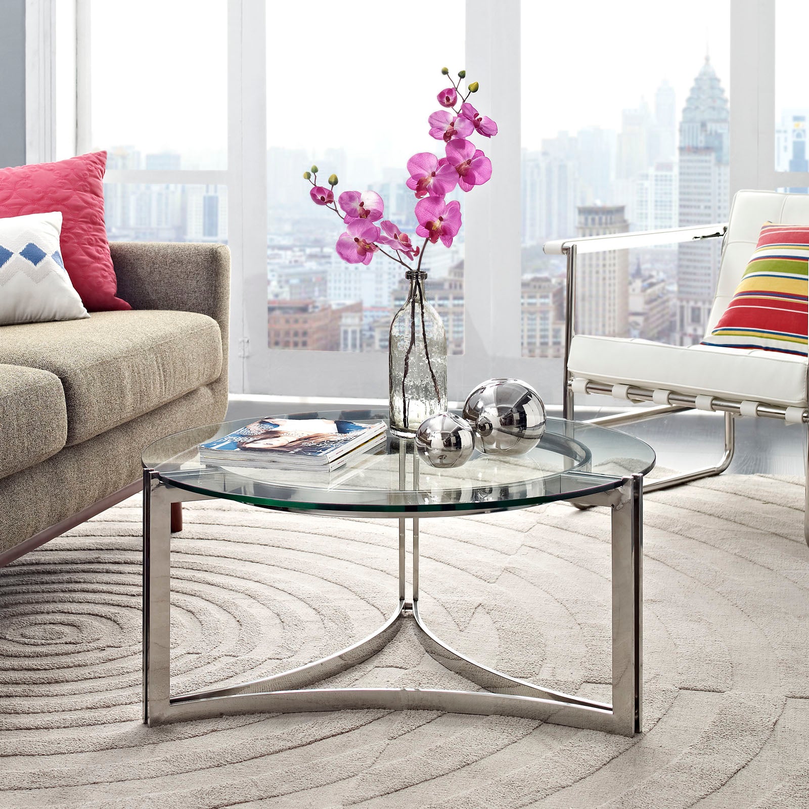 Modway Coffee Tables - Signet Stainless Steel Coffee Table Silver