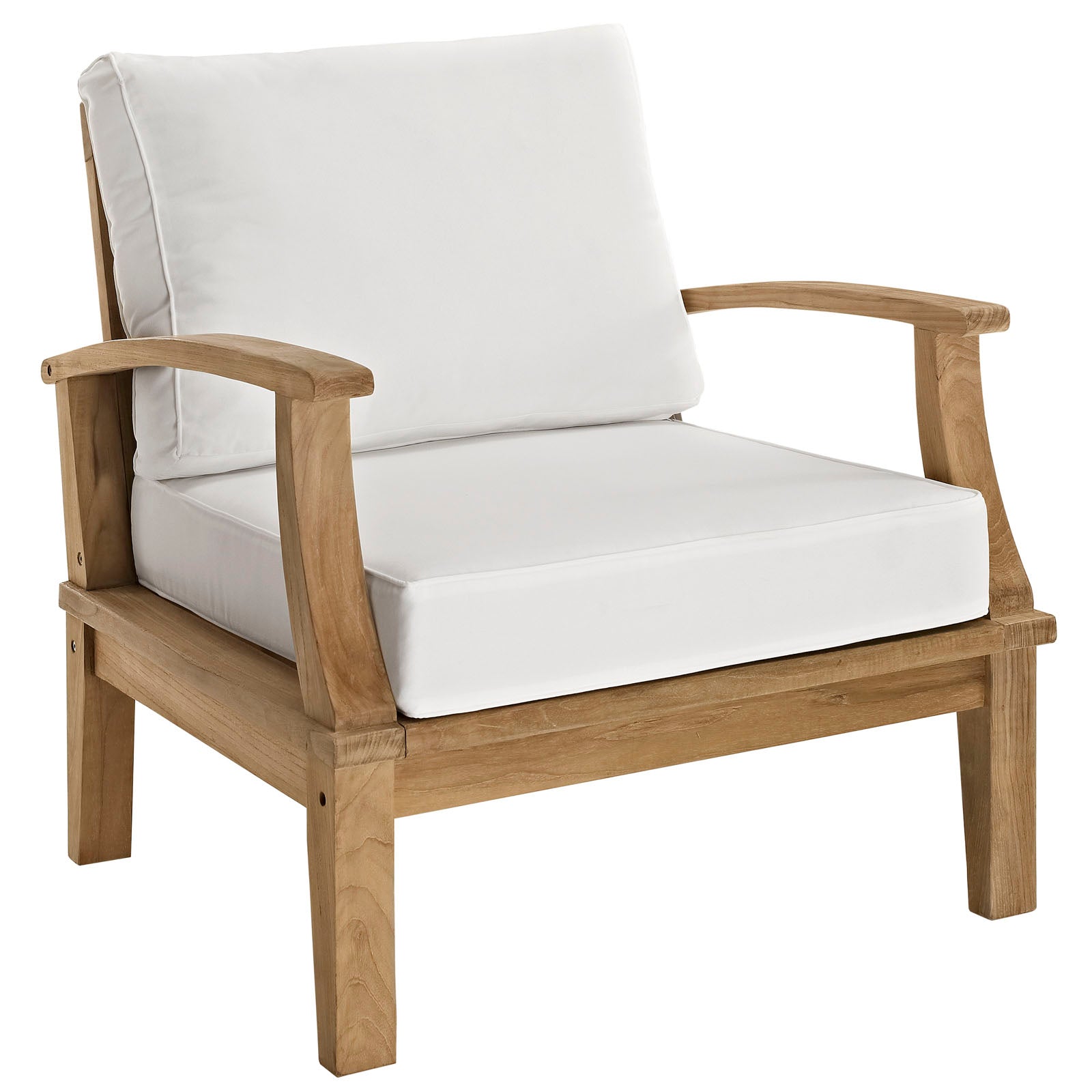 Modway Outdoor Conversation Sets - Marina 3 Piece Outdoor 119.5"W Patio Teak Set Natural White