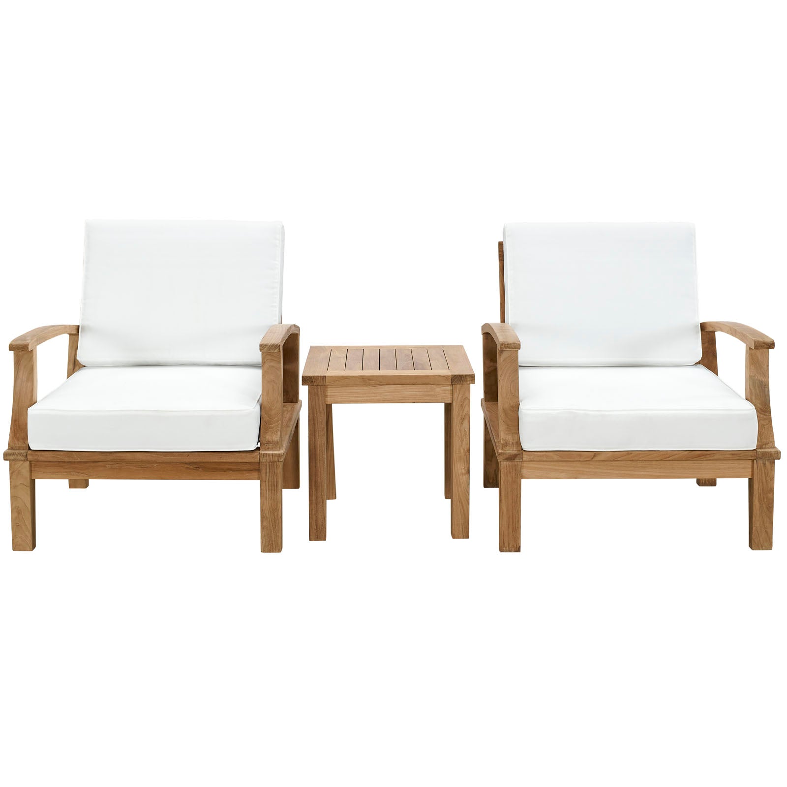 Modway Outdoor Conversation Sets - Marina 3 Piece Outdoor 84.5"W Patio Teak Set Natural White