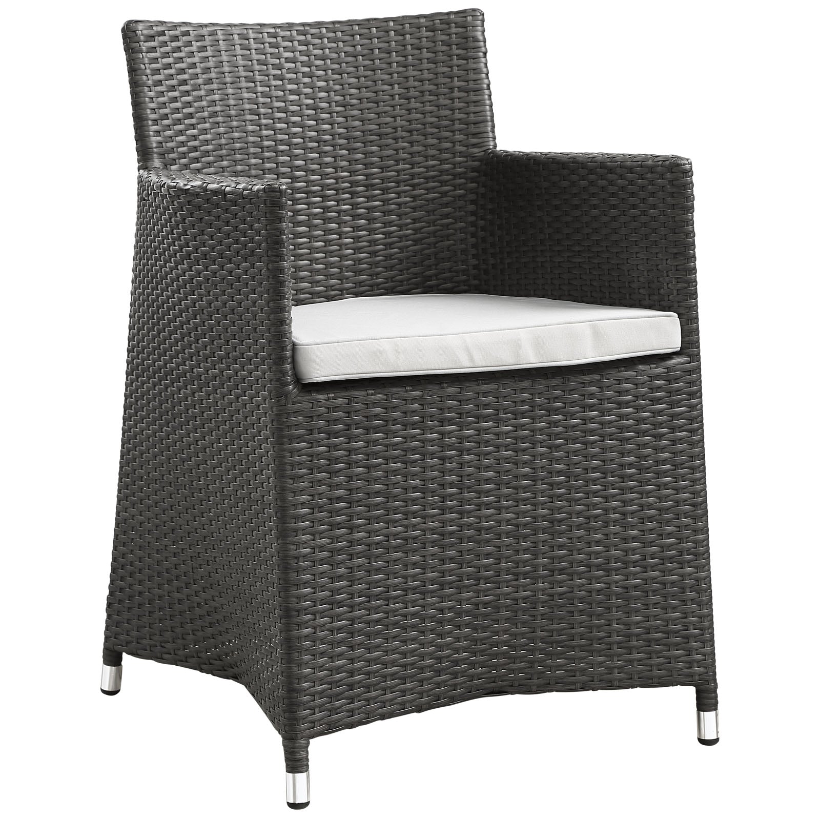 Modway Outdoor Dining Chairs - Junction Dining Outdoor Patio Armchair Brown White