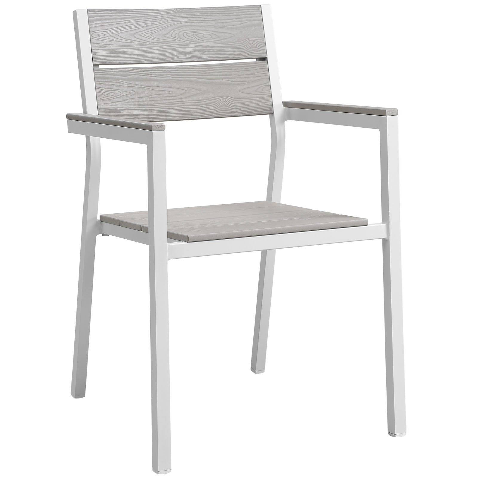 Modway Outdoor Dining Chairs - Maine Outdoor Patio Dining Armchair White & Light Gray