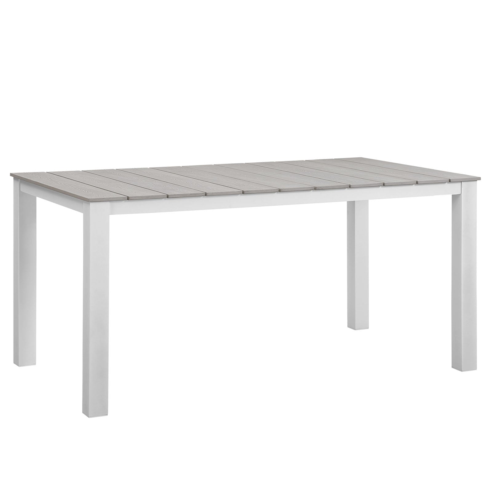 Modway Outdoor Dining Tables - Maine 63" Outdoor Dining Table White & Light Gray