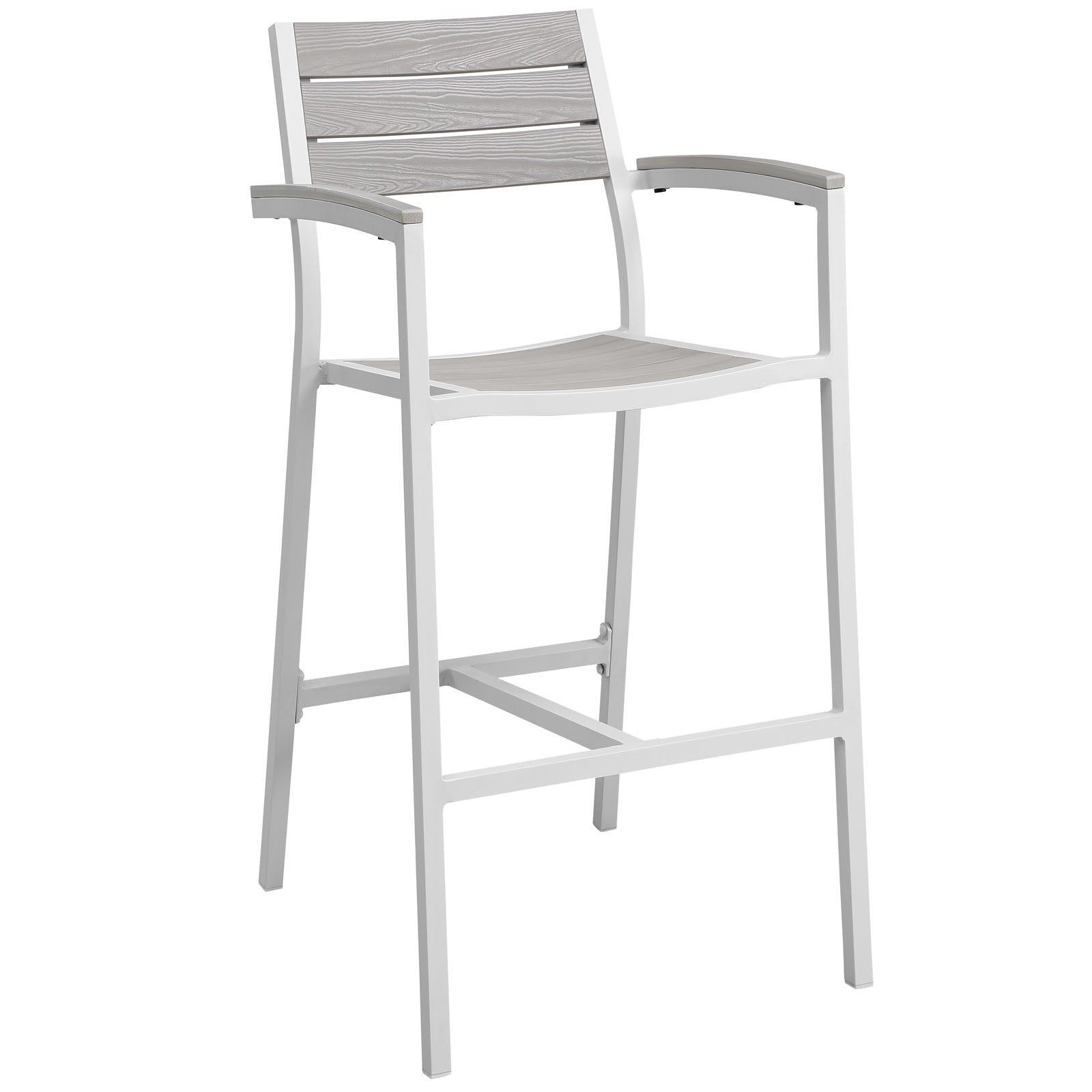 Modway Outdoor Barstools - Maine Outdoor Patio Bar Stool White & Light Gray