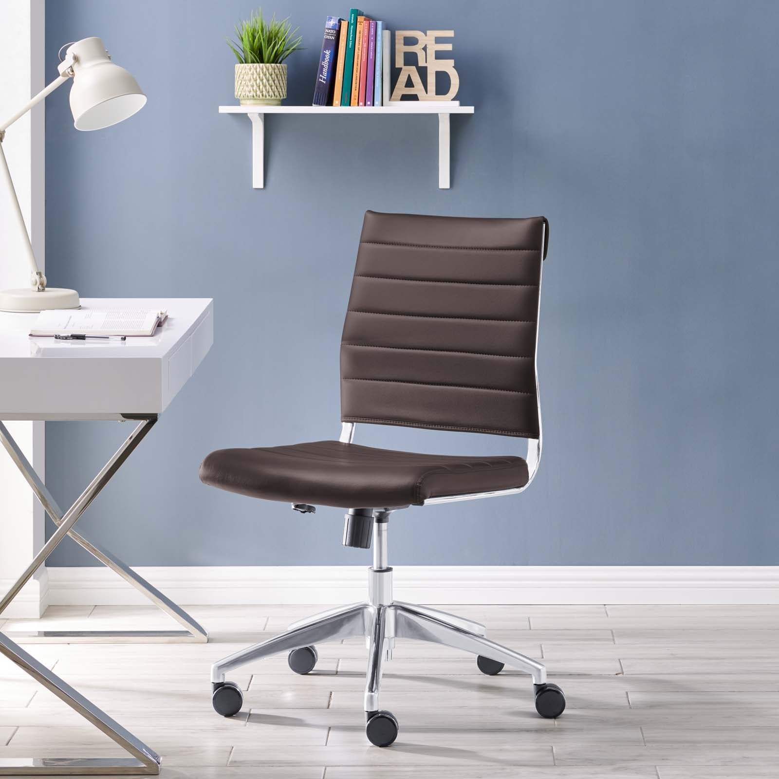 Modway Task Chairs - Jive Armless Mid Back Office Chair Brown