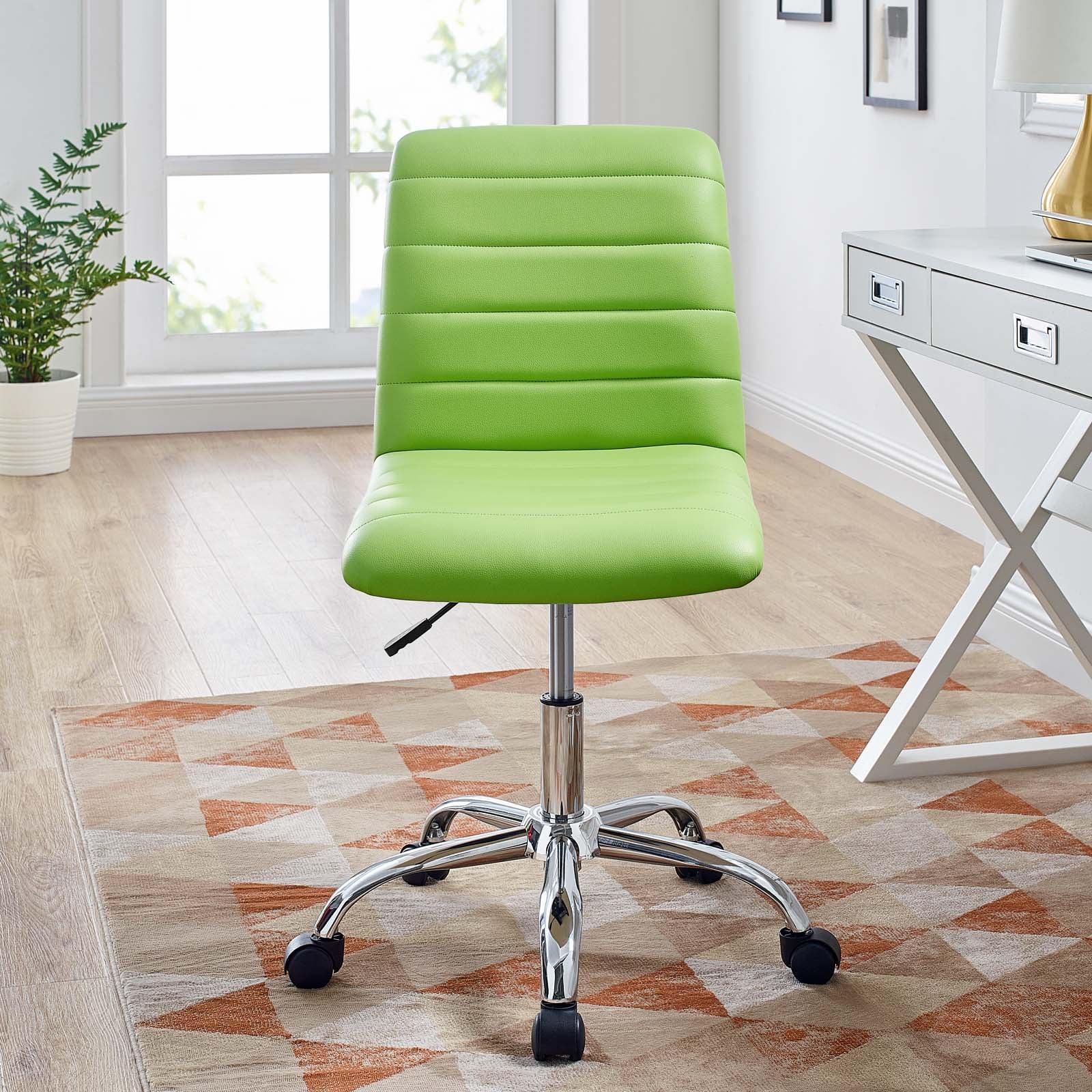 Modway Task Chairs - Ripple Armless Mid Back Vinyl Office Chair Bright Green