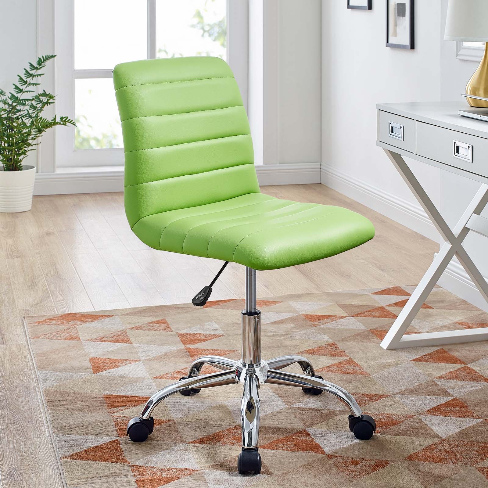 Modway Task Chairs - Ripple Armless Mid Back Vinyl Office Chair Bright Green