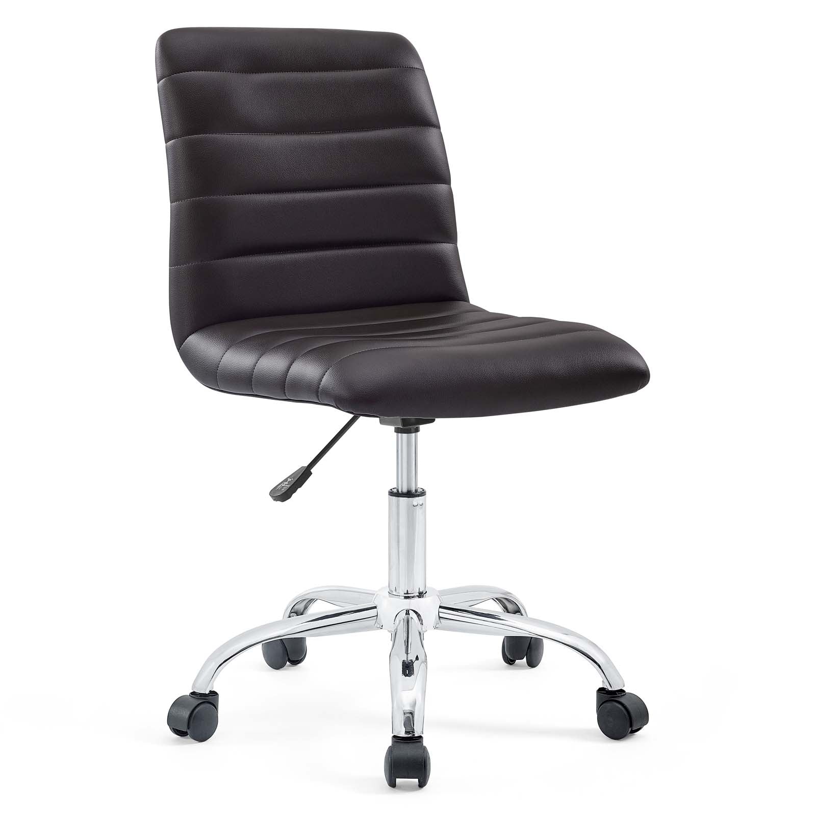 Modway Task Chairs - Ripple Armless Mid Back Vinyl Office Chair Brown