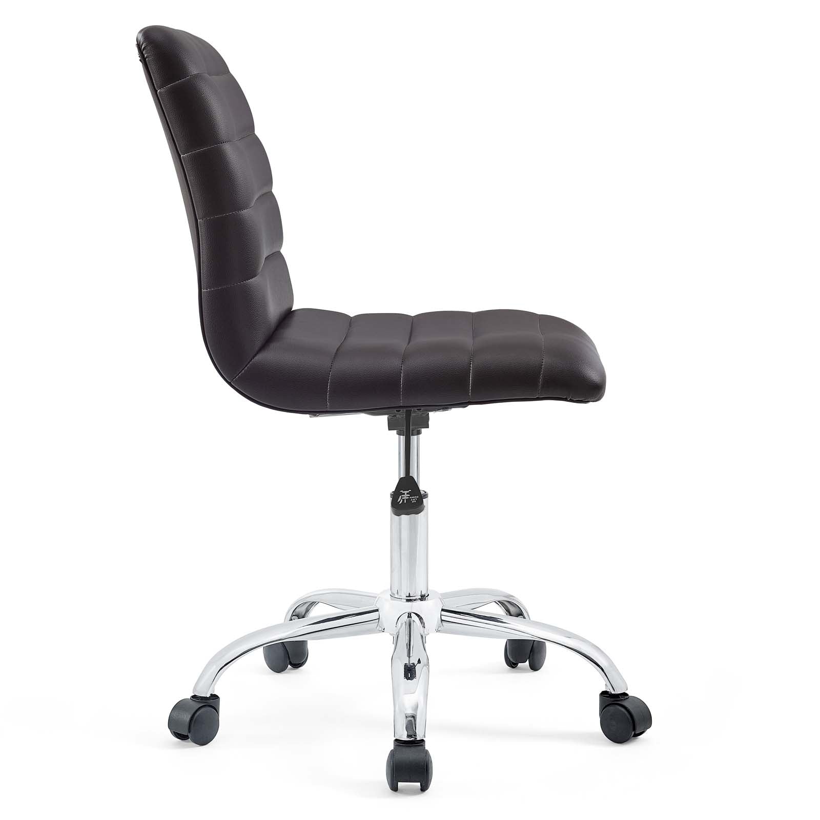 Modway Task Chairs - Ripple Armless Mid Back Vinyl Office Chair Brown