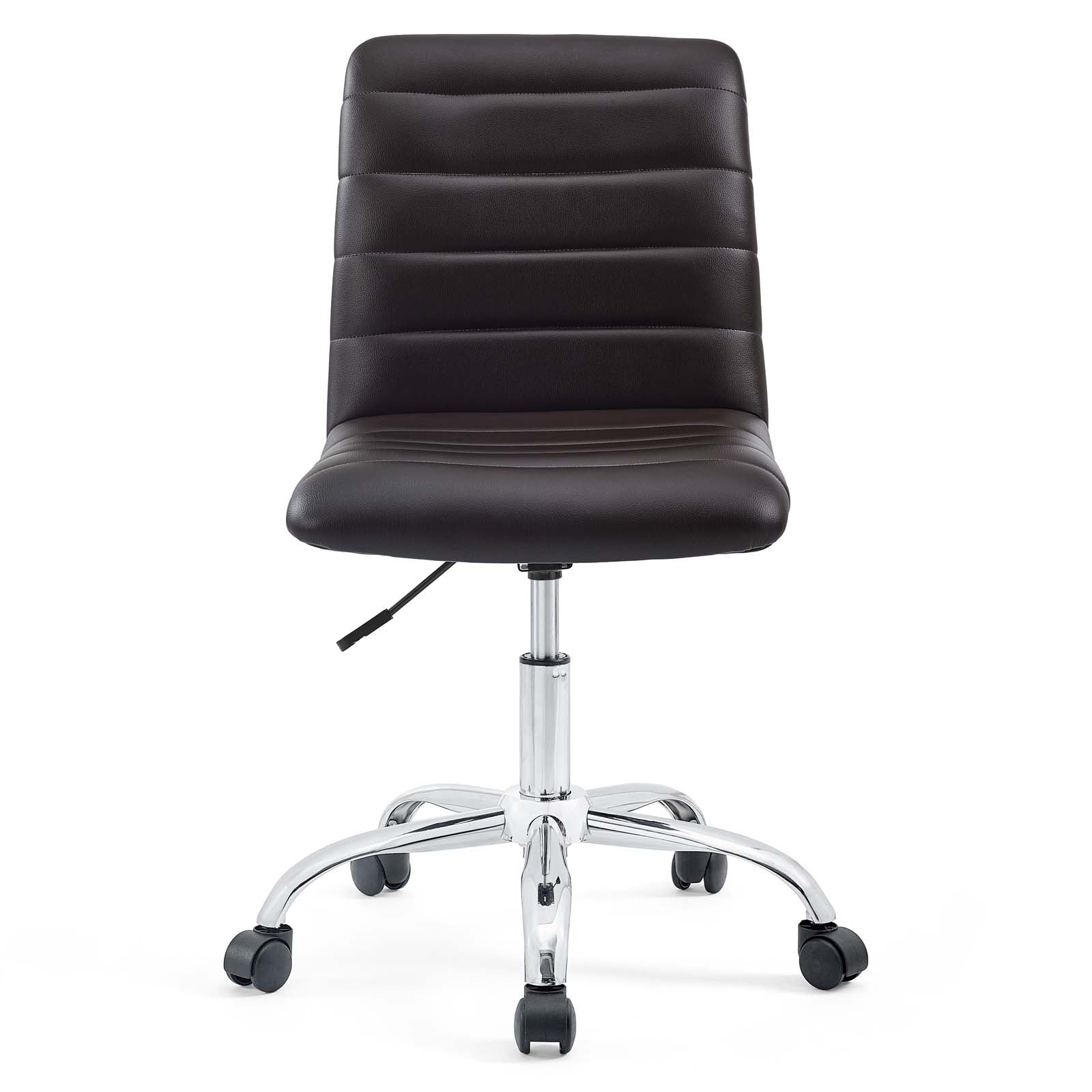 Modway Task Chairs - Ripple Armless Mid Back Vinyl Office Chair Brown