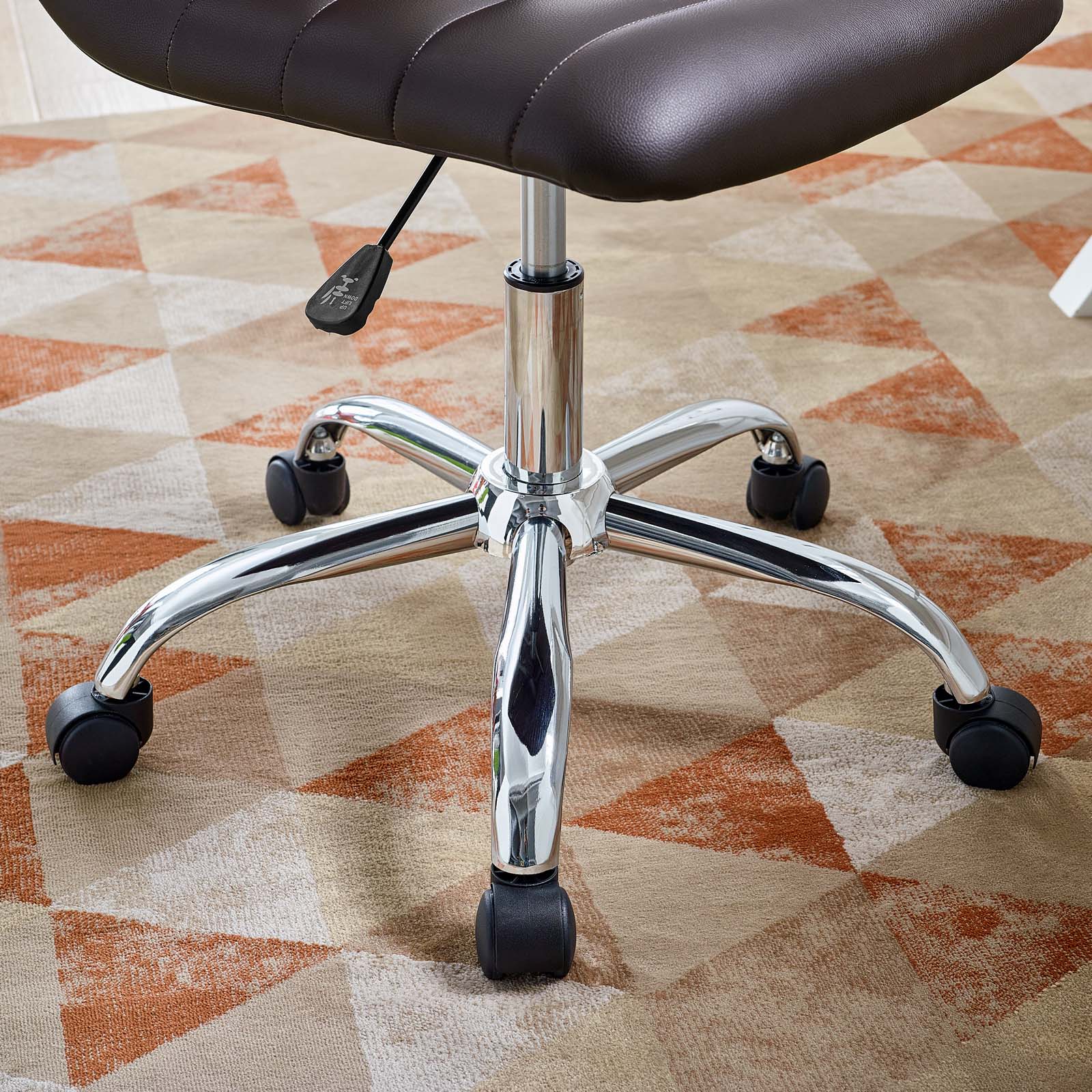 Modway Task Chairs - Ripple Armless Mid Back Vinyl Office Chair Brown