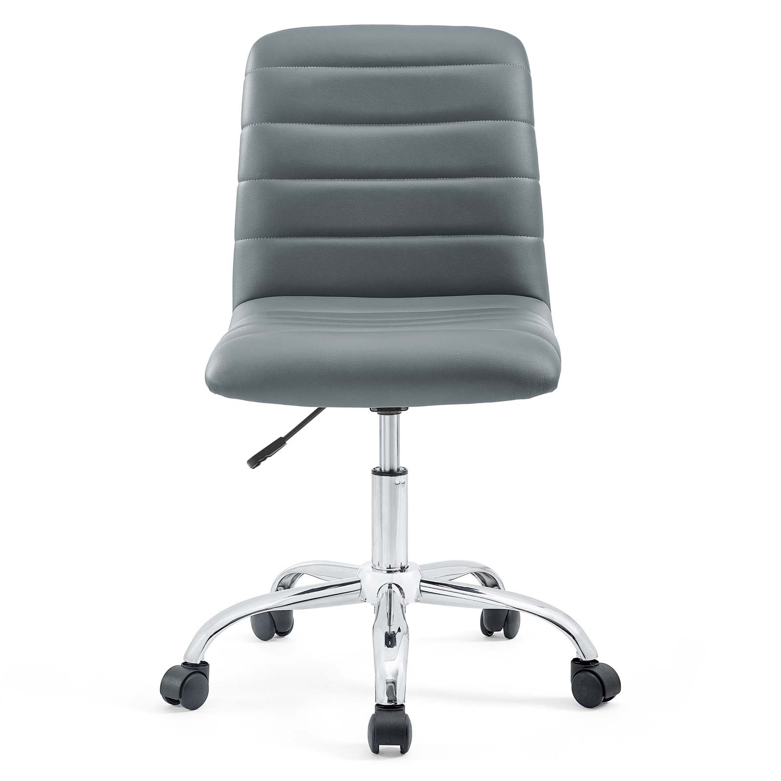 Modway Task Chairs - Ripple Armless Mid Back Vinyl Office Chair Gray