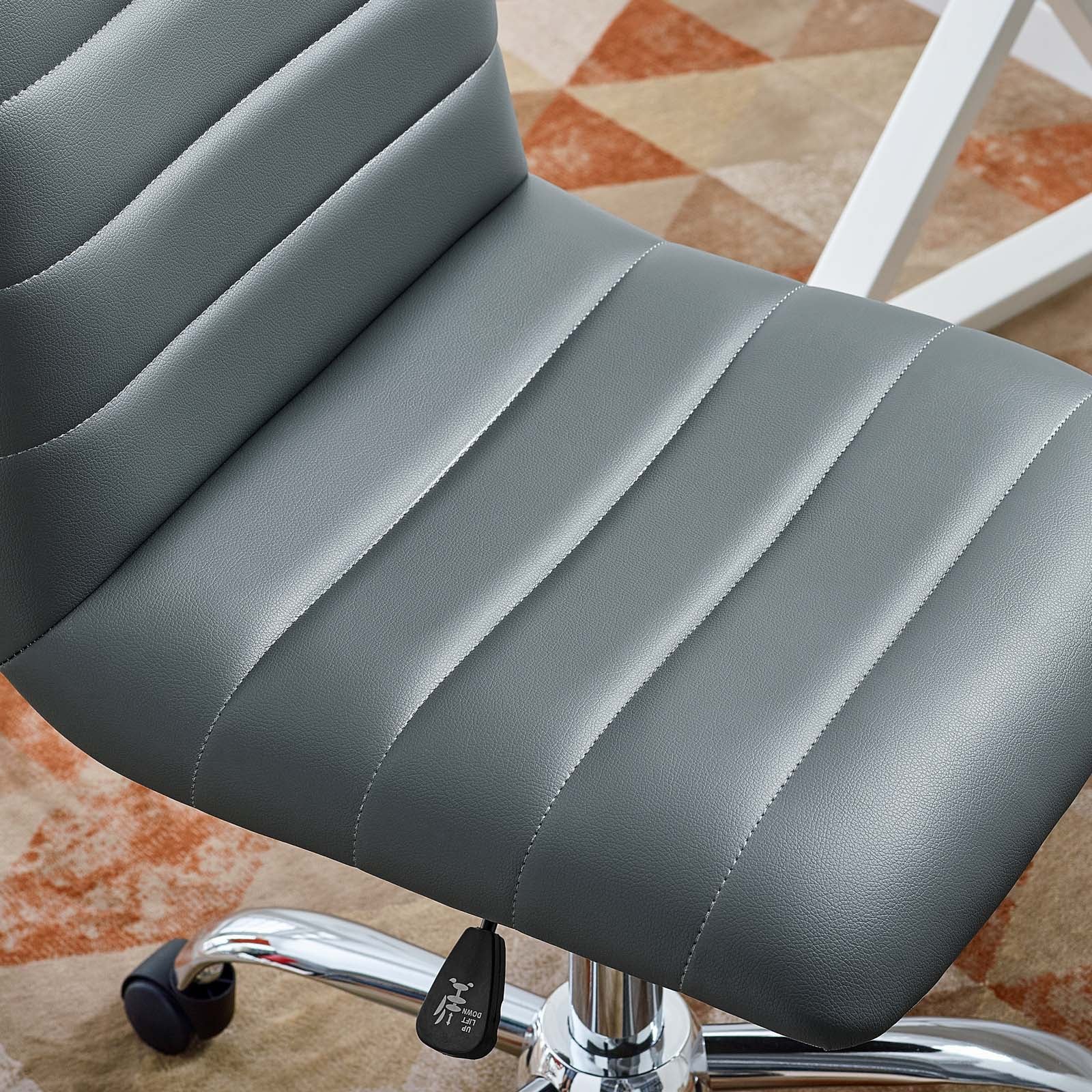 Modway Task Chairs - Ripple Armless Mid Back Vinyl Office Chair Gray