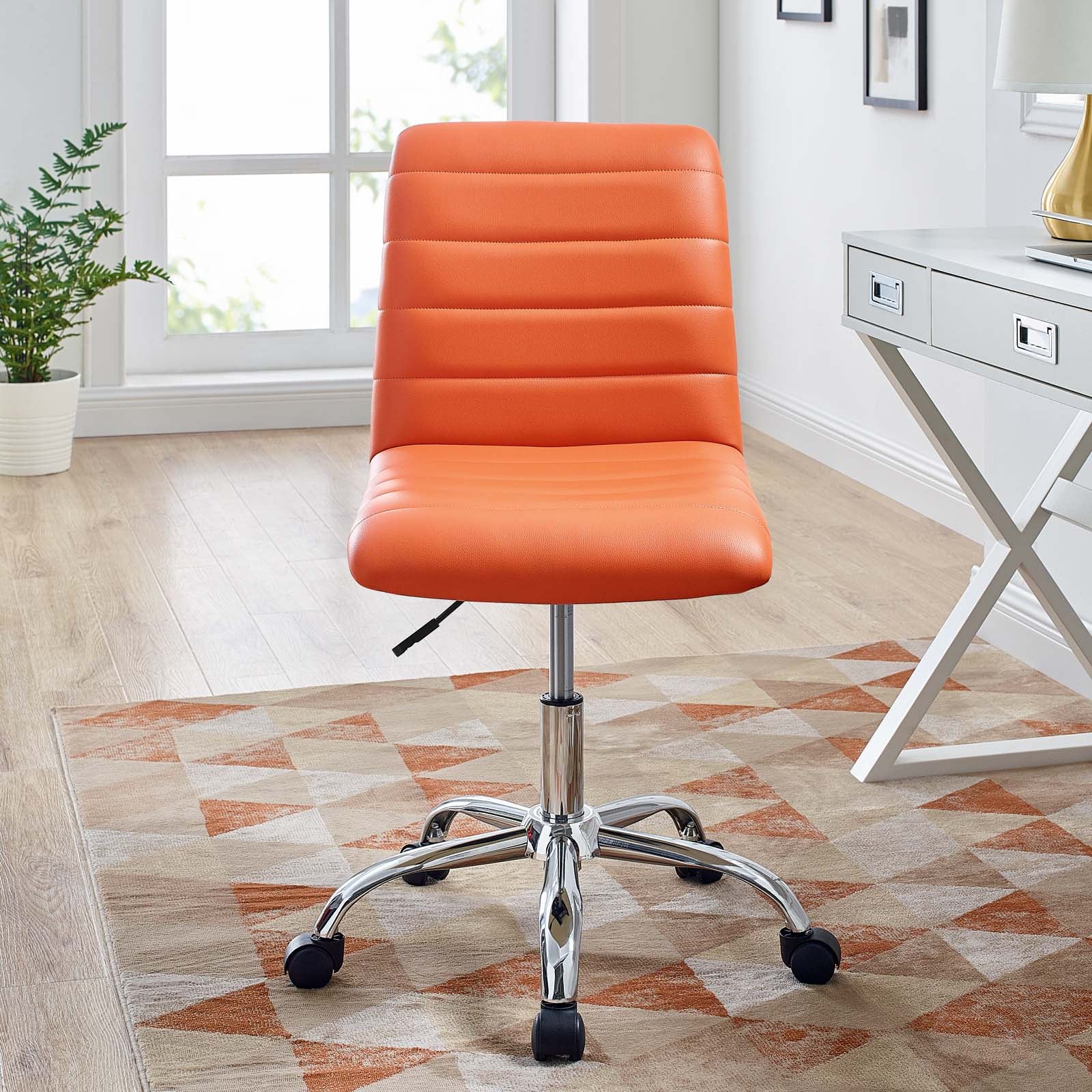 Modway Task Chairs - Ripple Armless Mid Back Vinyl Office Chair Orange