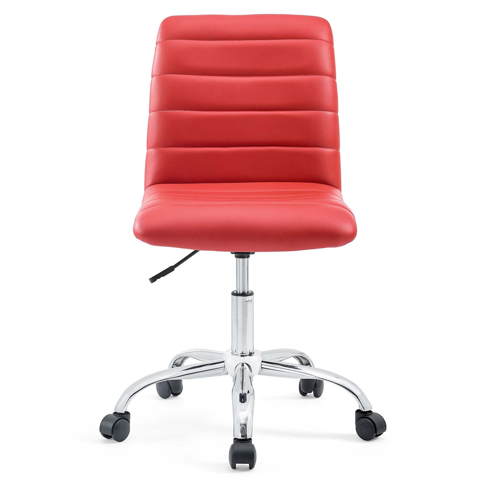 Modway Task Chairs - Ripple Armless Mid Back Vinyl Office Chair Red