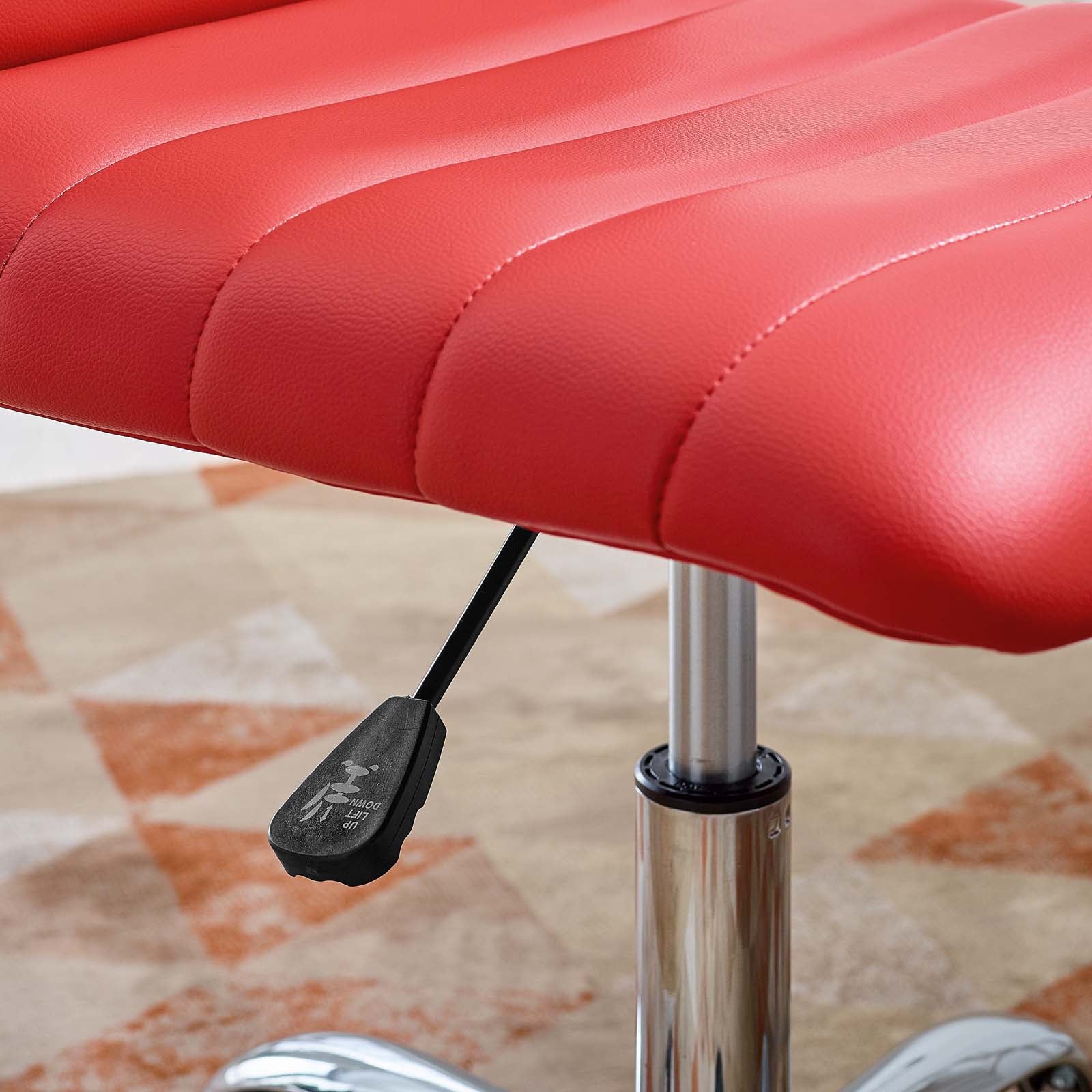 Modway Task Chairs - Ripple Armless Mid Back Vinyl Office Chair Red