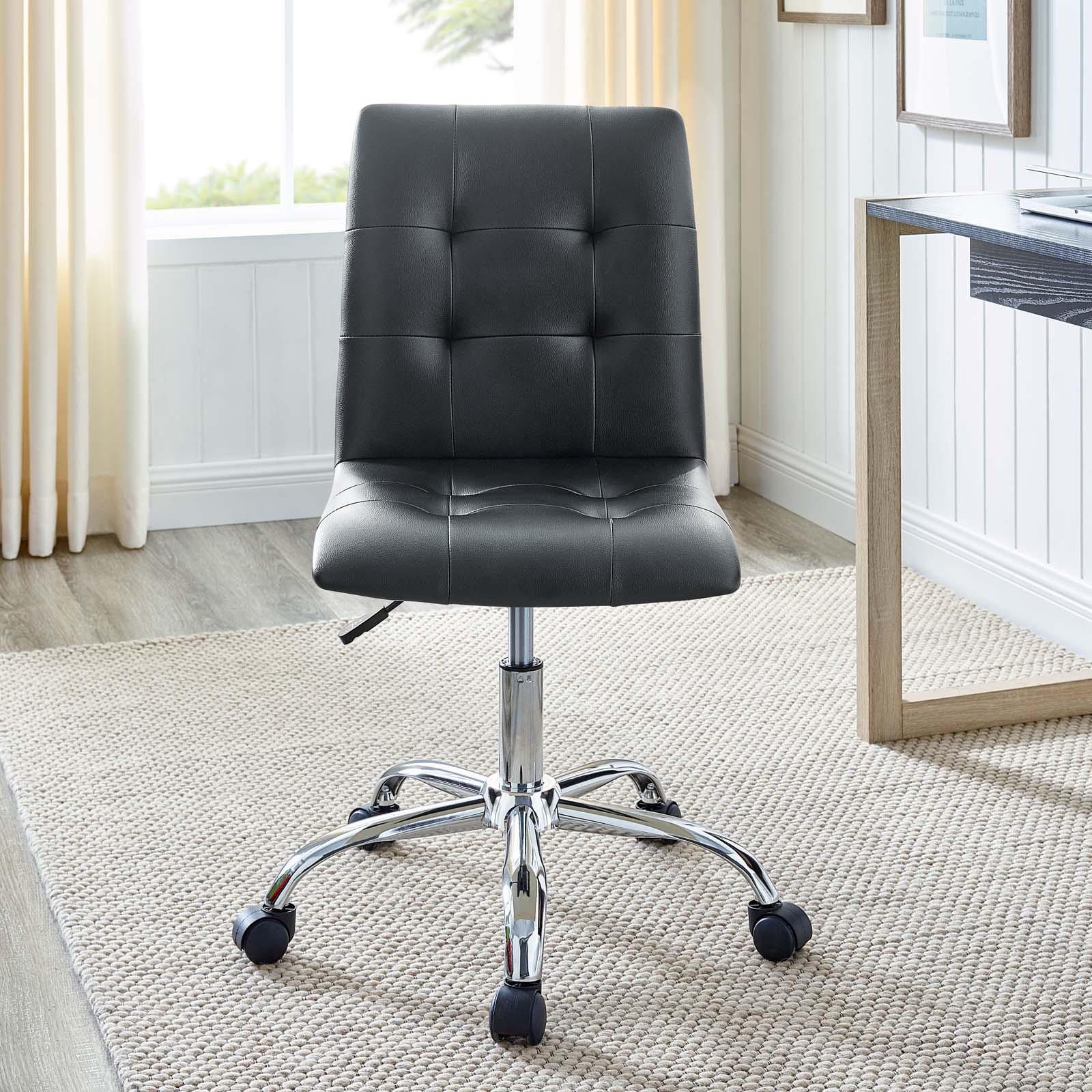 Modway Task Chairs - Prim Armless Mid Back Office Chair Black