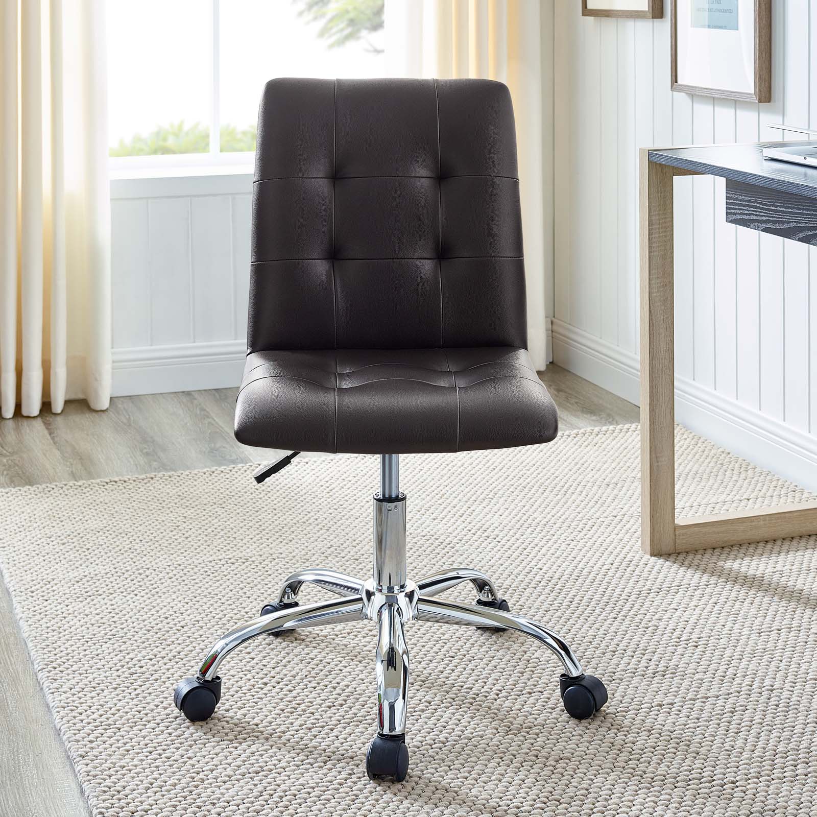 Modway Task Chairs - Prim Armless Mid Back Office Chair Brown