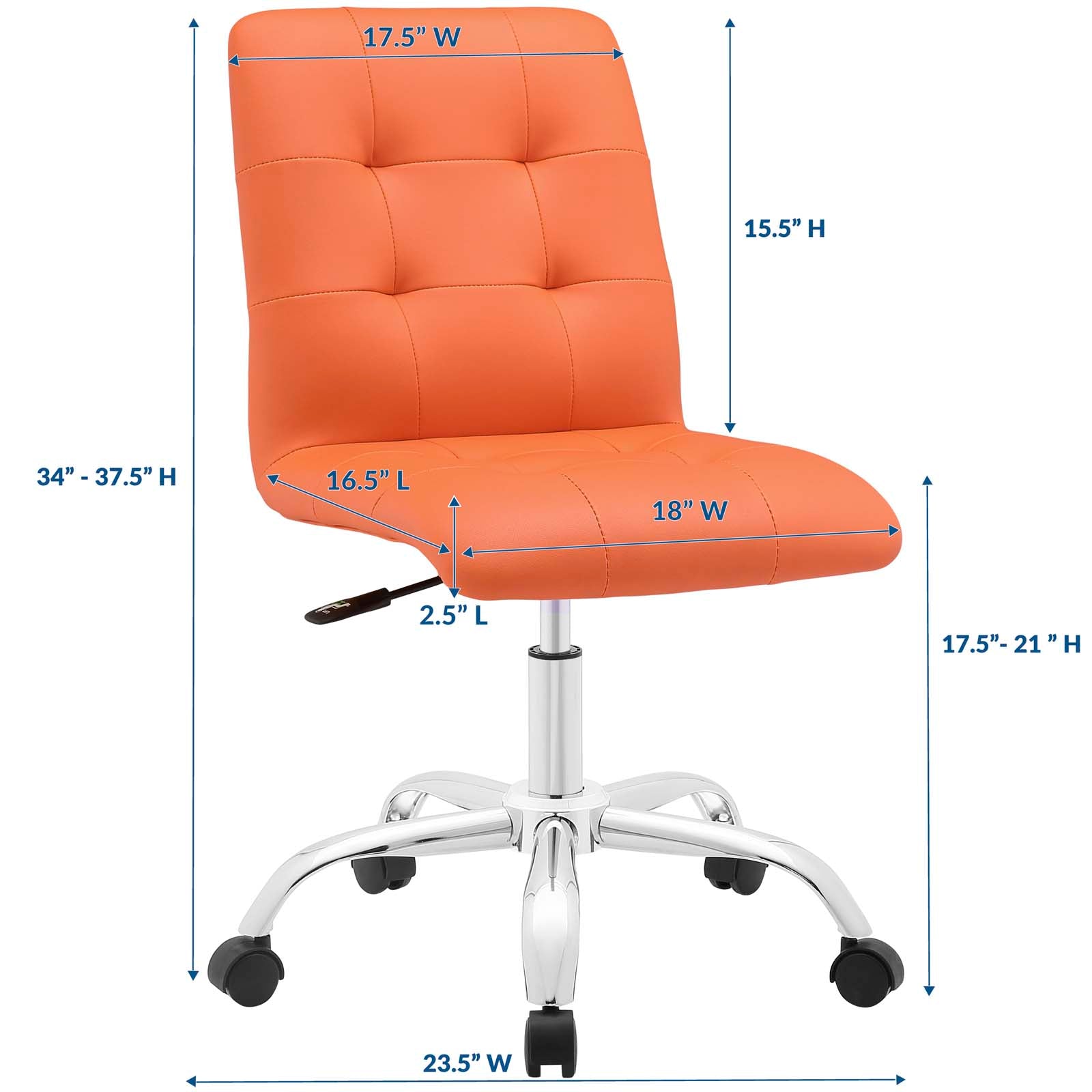 Modway Task Chairs - Prim Armless Mid Back Office Chair Orange