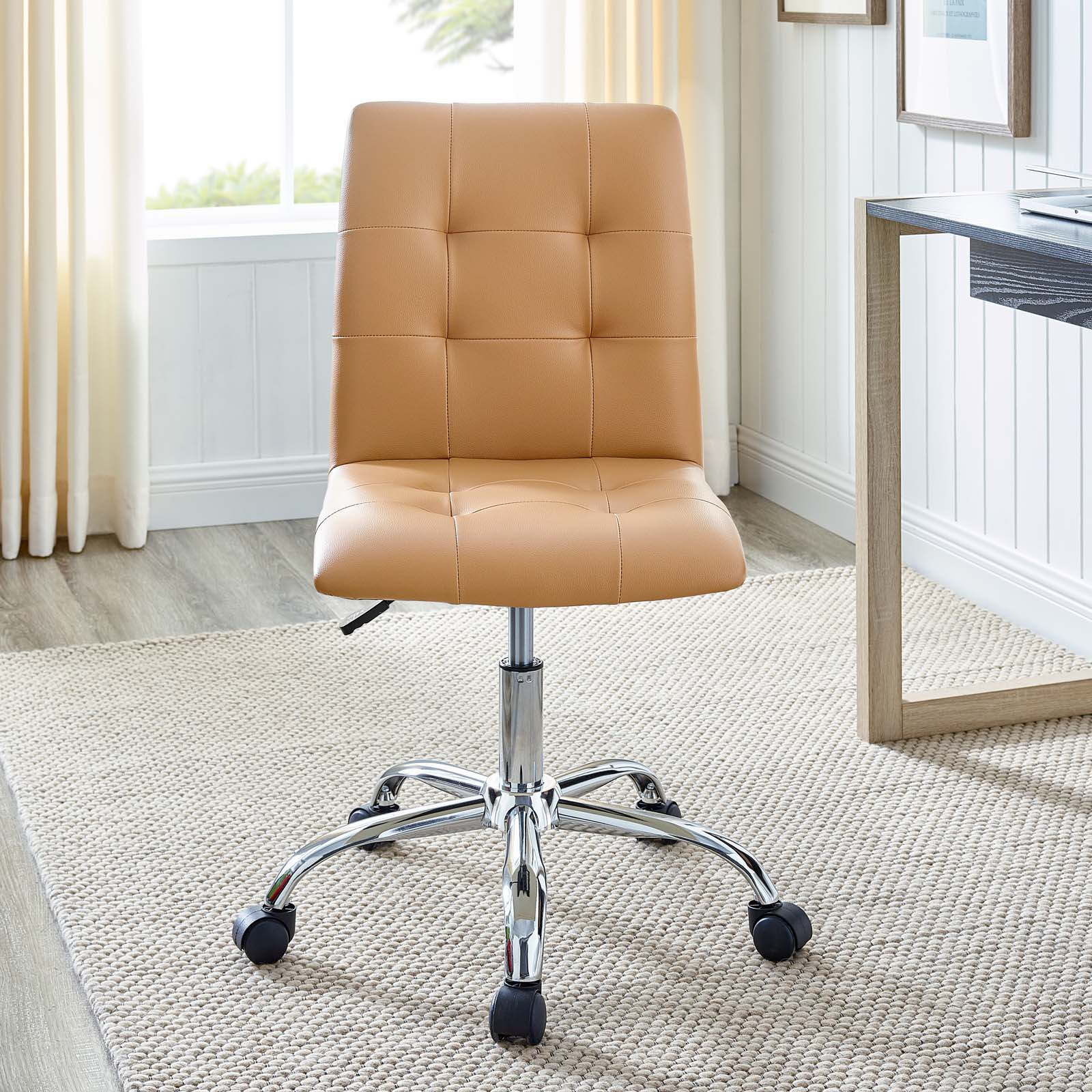 Modway Task Chairs - Prim Armless Mid Back Office Chair Tan